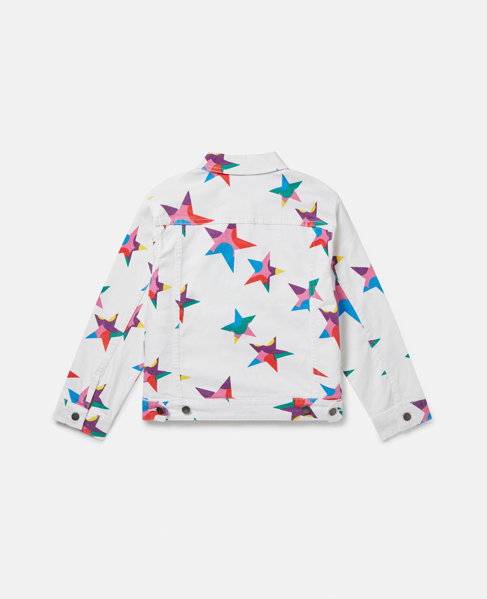 Star Print Denim Jacket-White-large image number 2