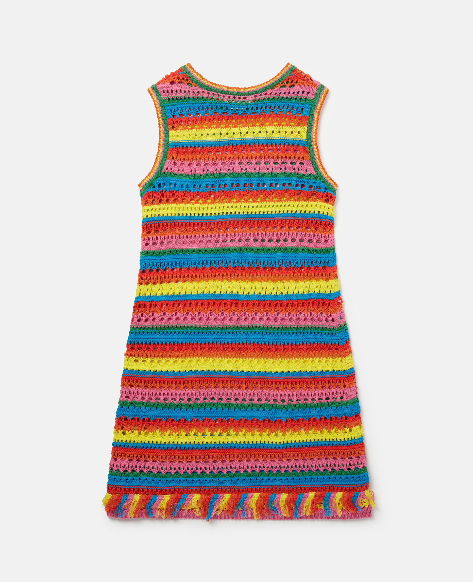 Rainbow Stripe Crochet Tank Dress-Multicolour-large image number 0