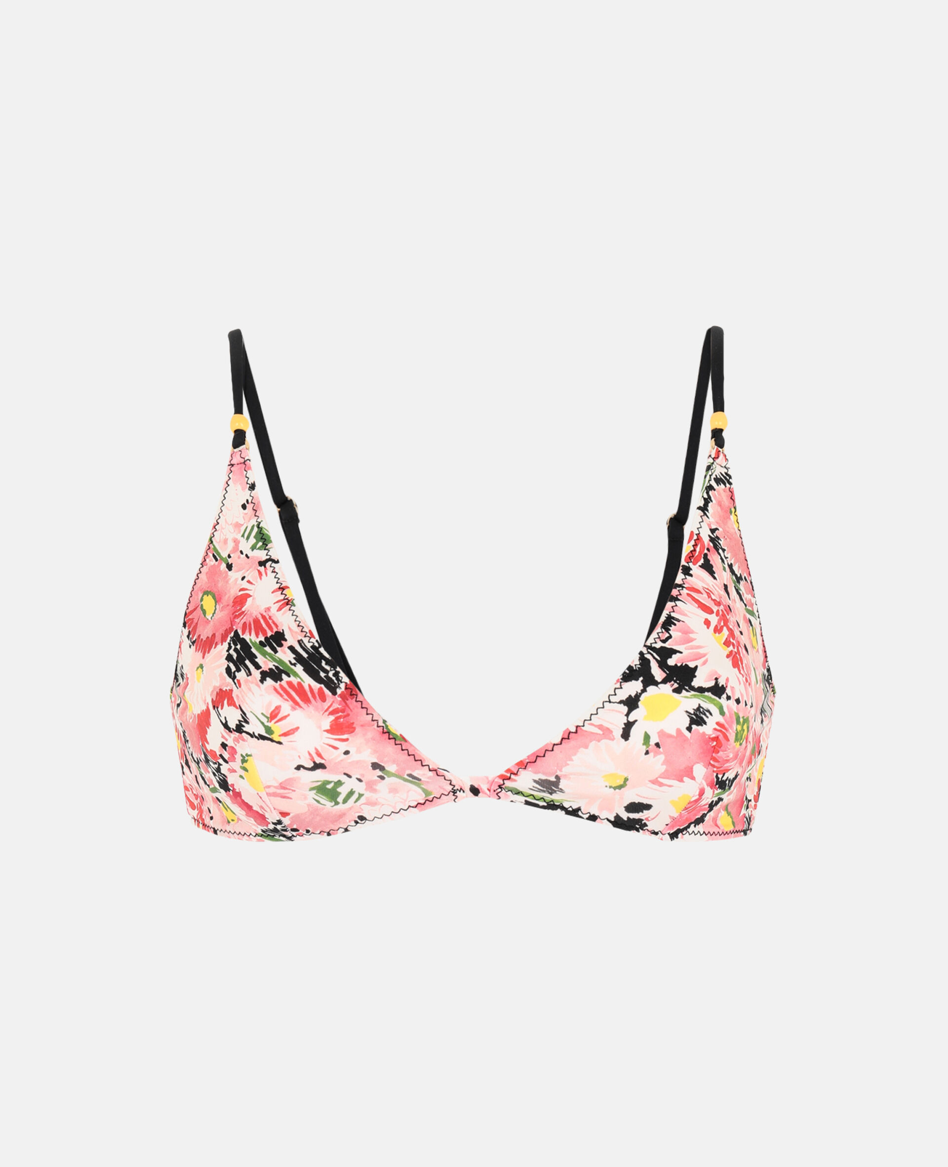 Haut de bikini triangle fleuri aquarelle-Rose-large image number 0