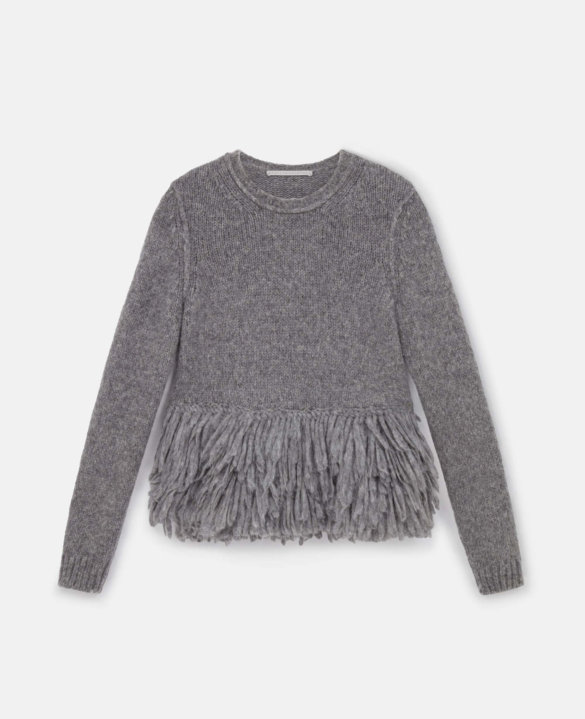 Women Mottled gray Feather Peplum Wool Sweater Stella McCartney IL