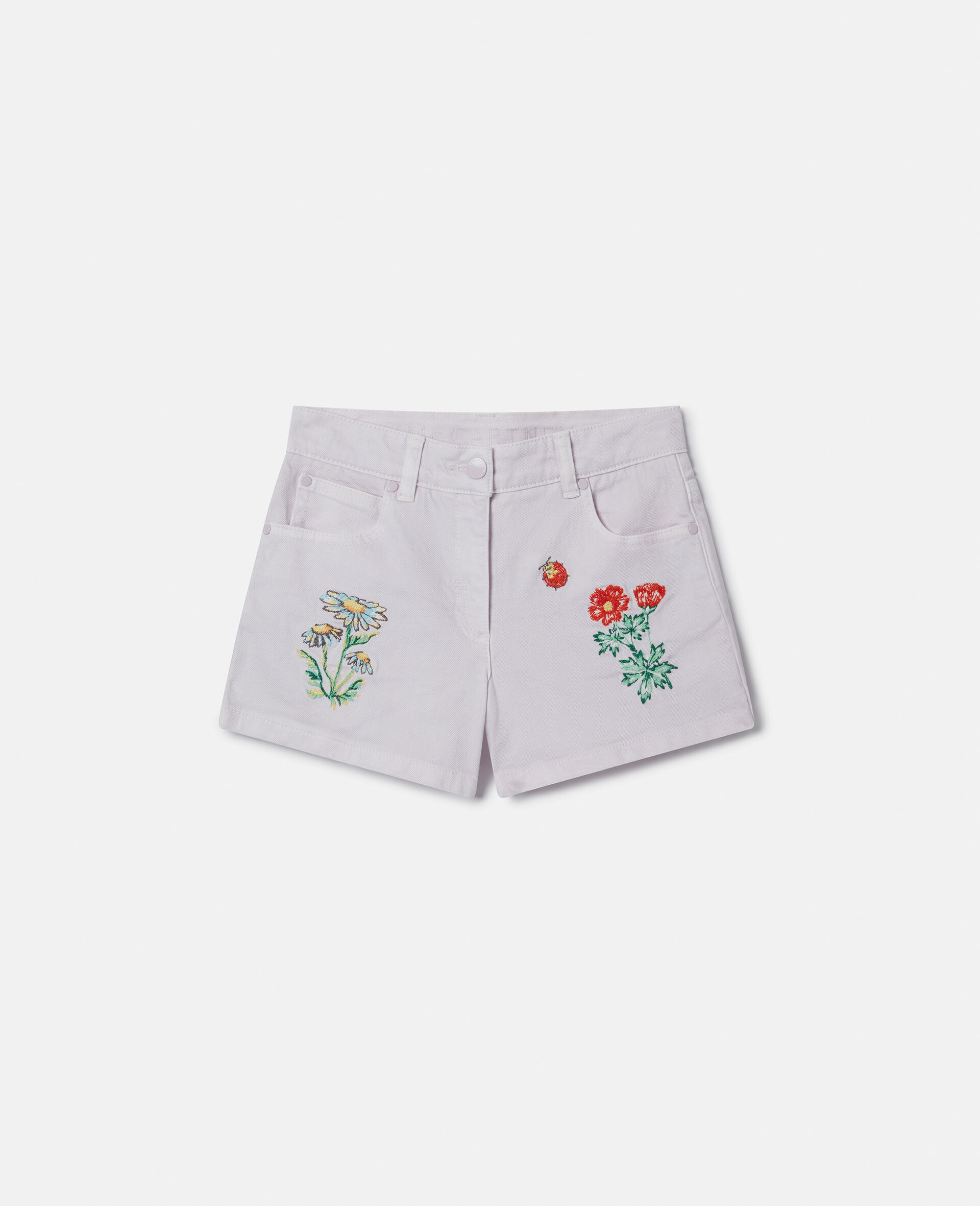 Flower Embroidered Shorts-Purple-large image number 0