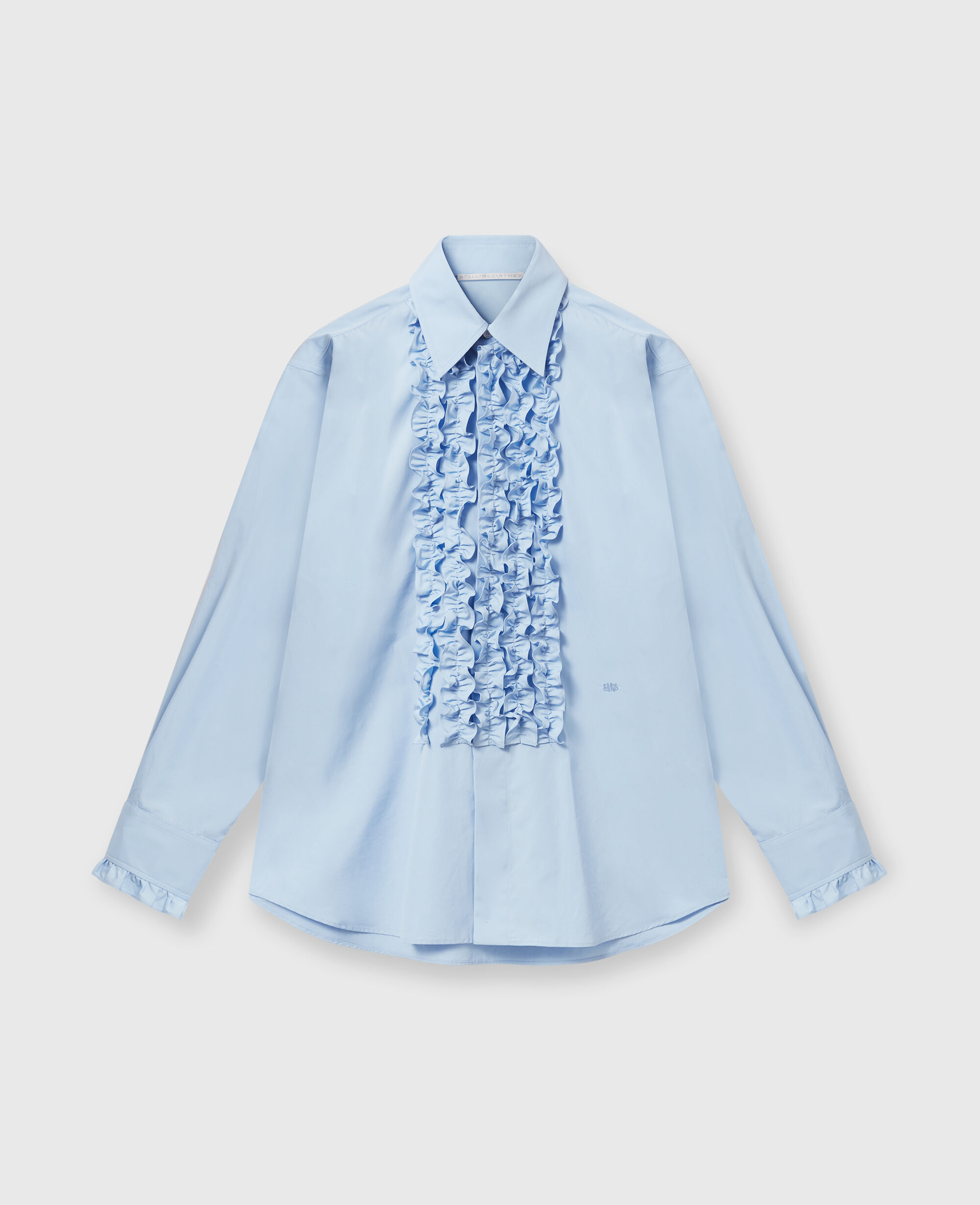 Women スカイブルー ラッフル パネル オックスフォード シャツ | Stella McCartney JP