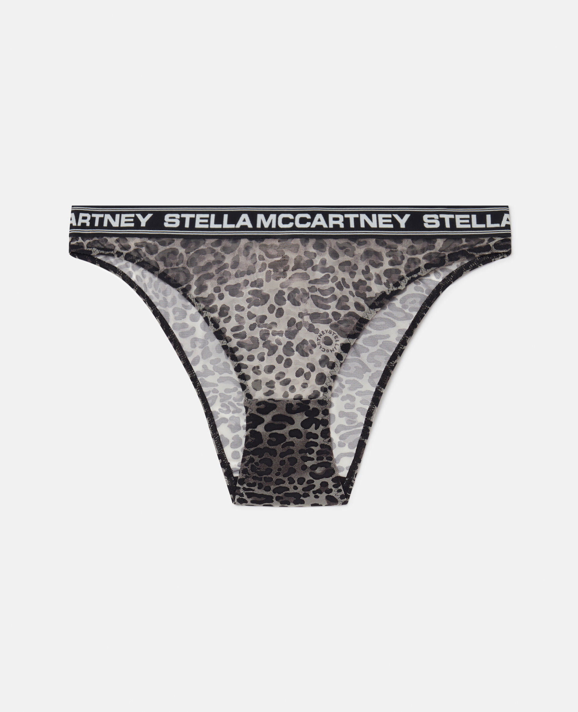 Leopard Print Mesh Bikini Briefs-Grey-large image number 0
