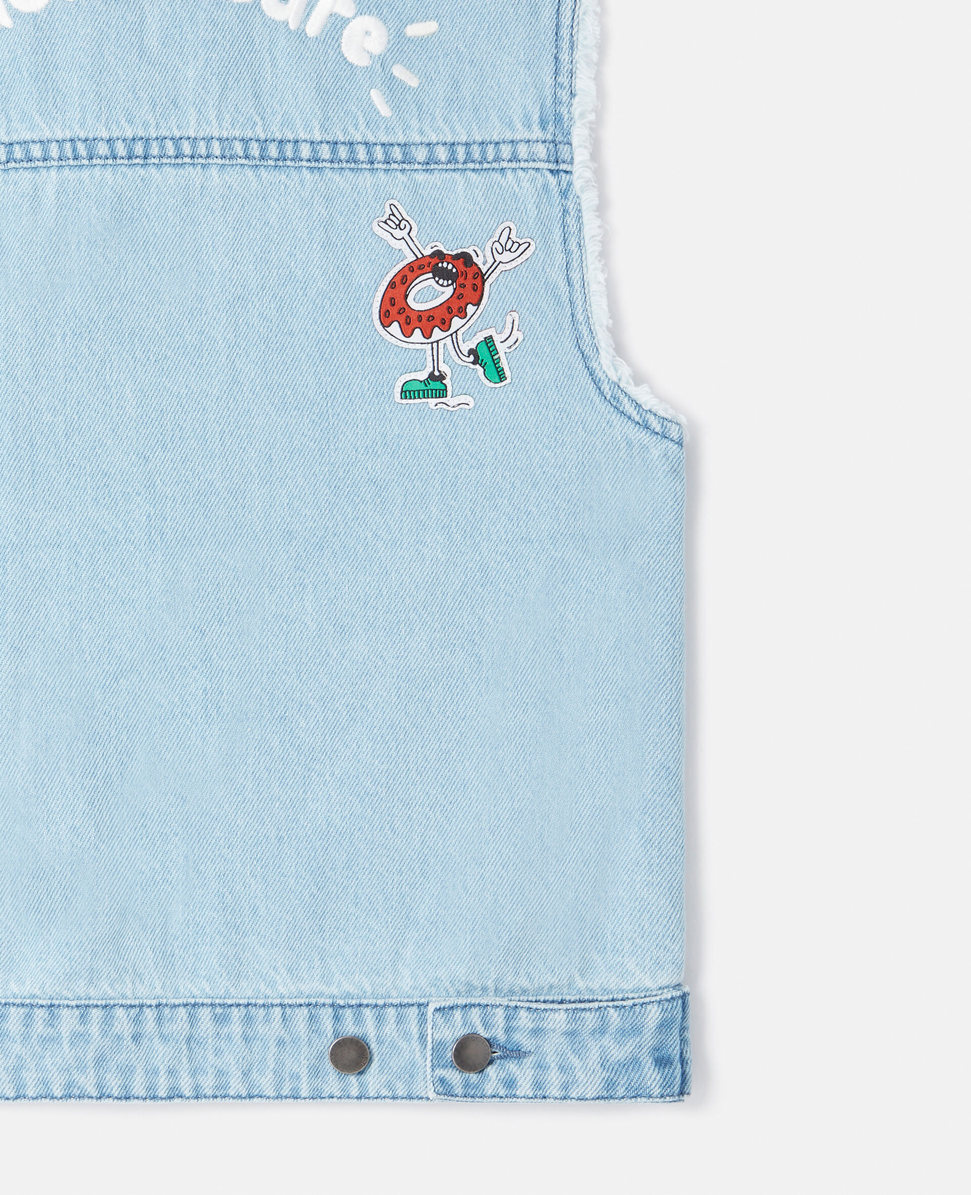 Fast Food Embroidery Denim Gilet-Multicolour-large image number 3