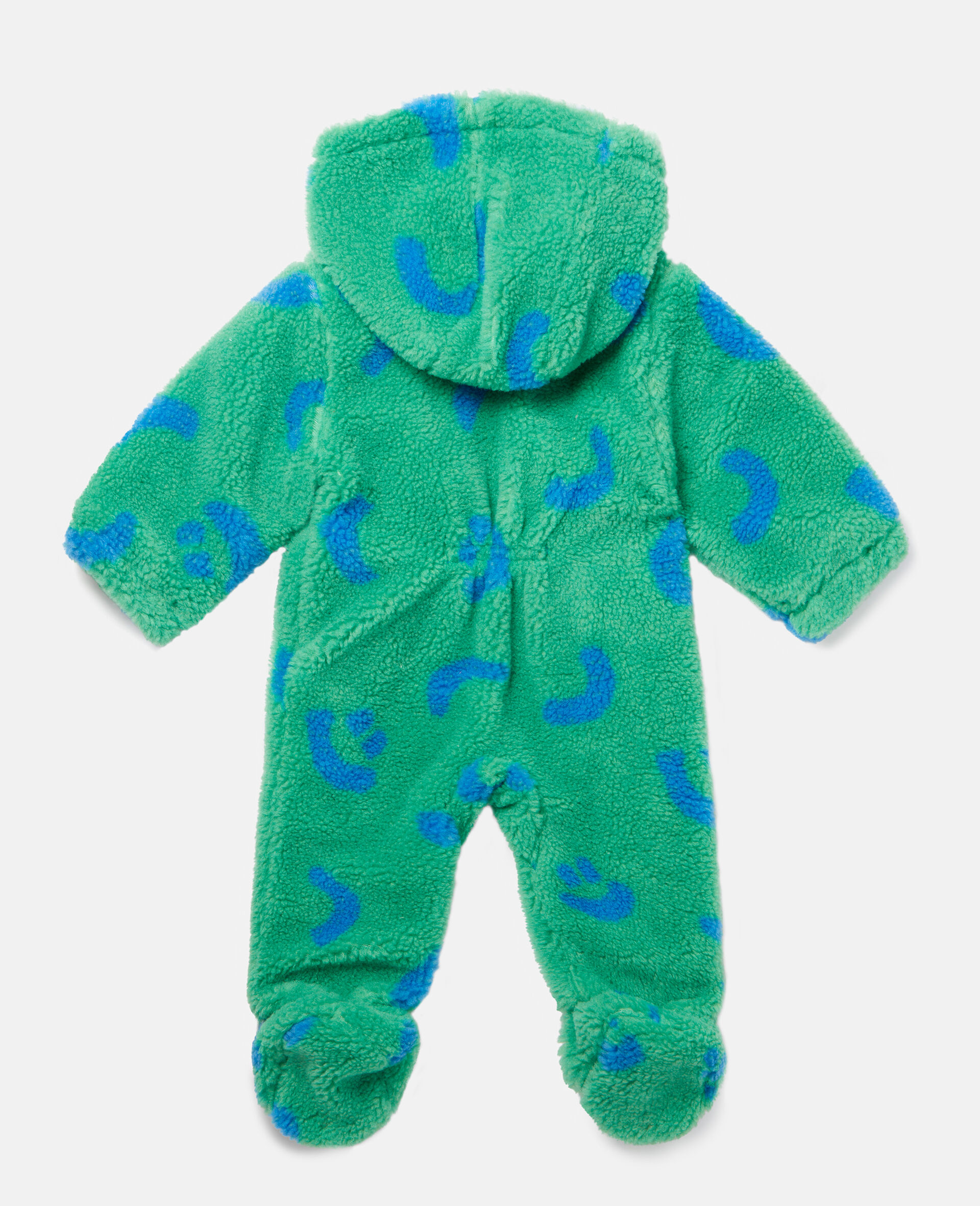 Teddy Fleece Smiley Face Print All In One-Green-large image number 3