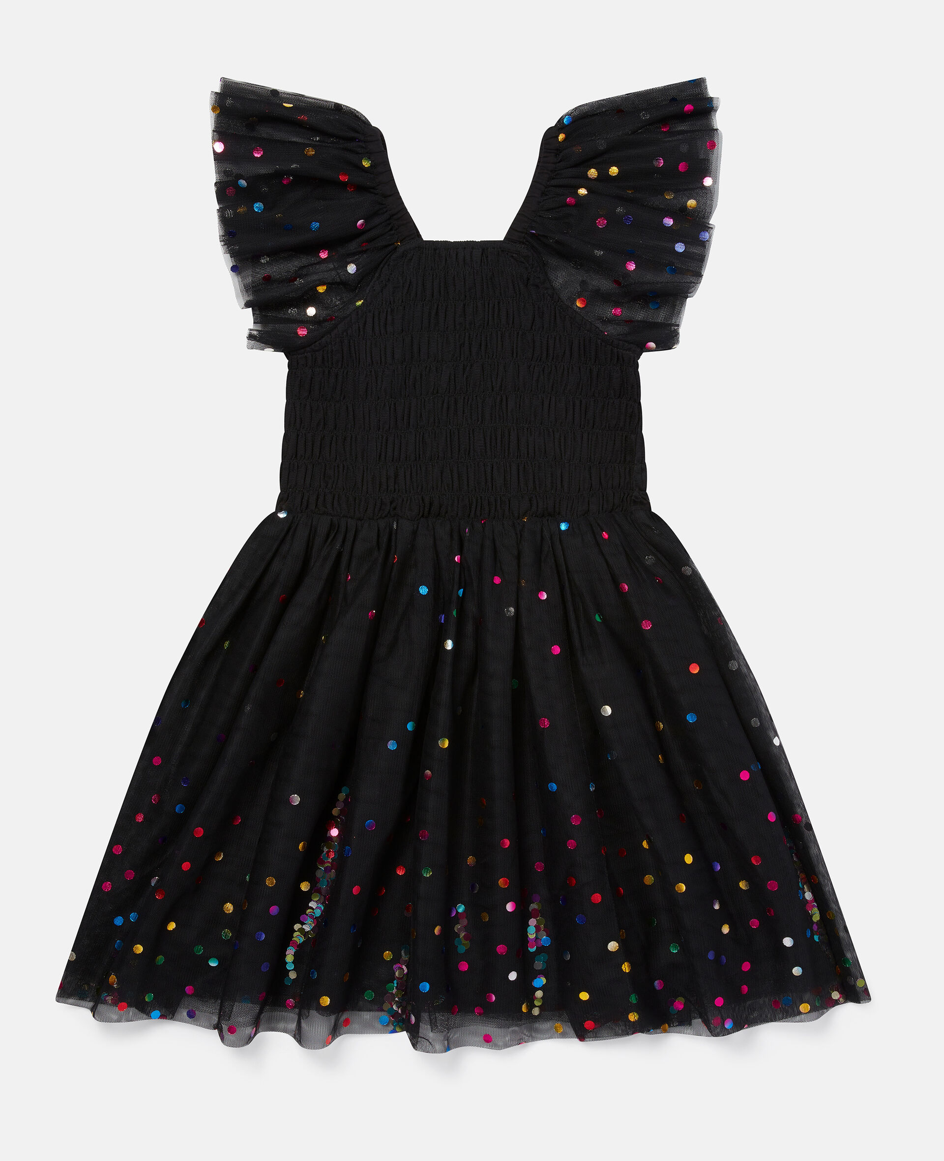 Dotted Tulle Dress-Black-large image number 0