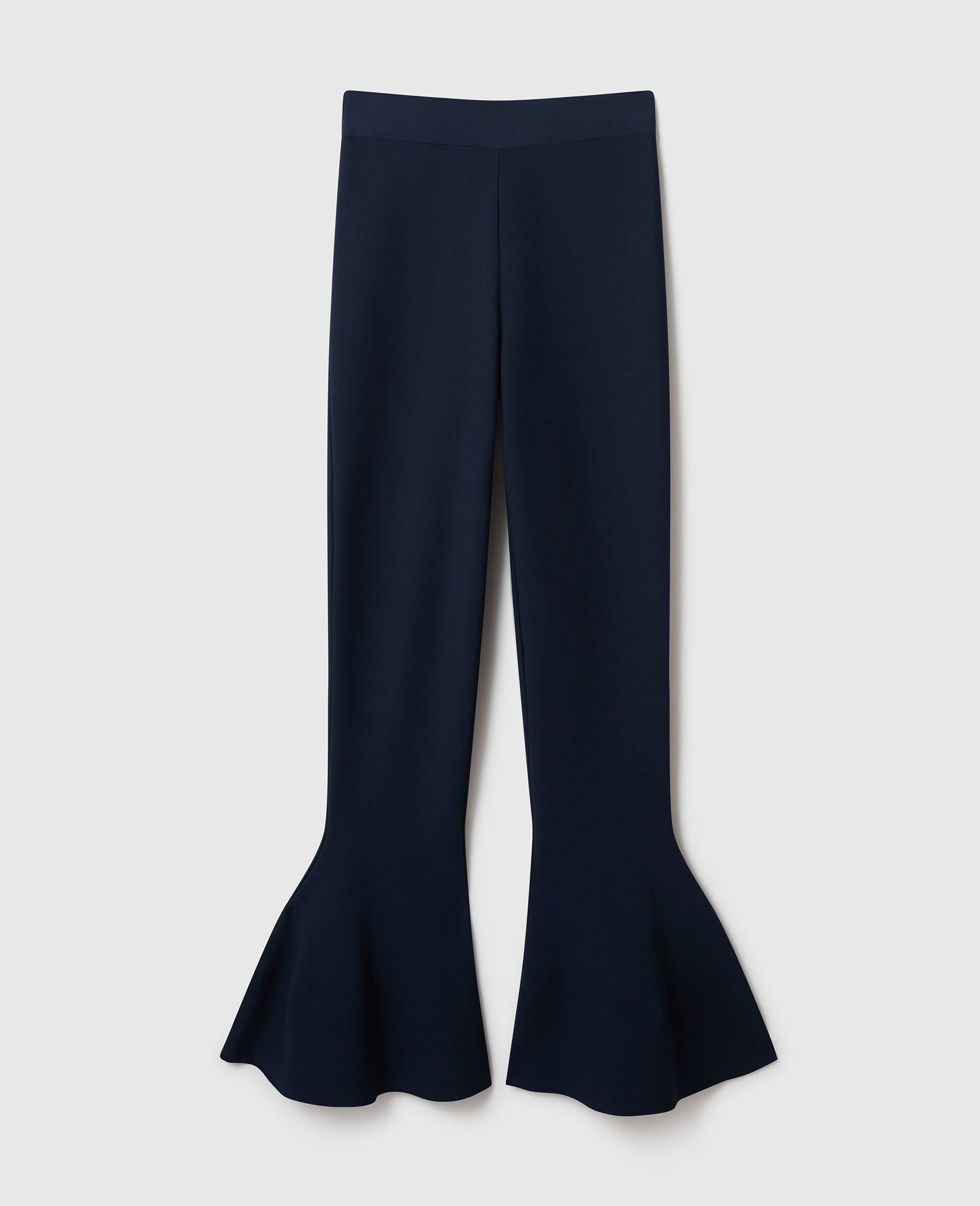 Compact Knit Peplum Trousers-Blue-medium