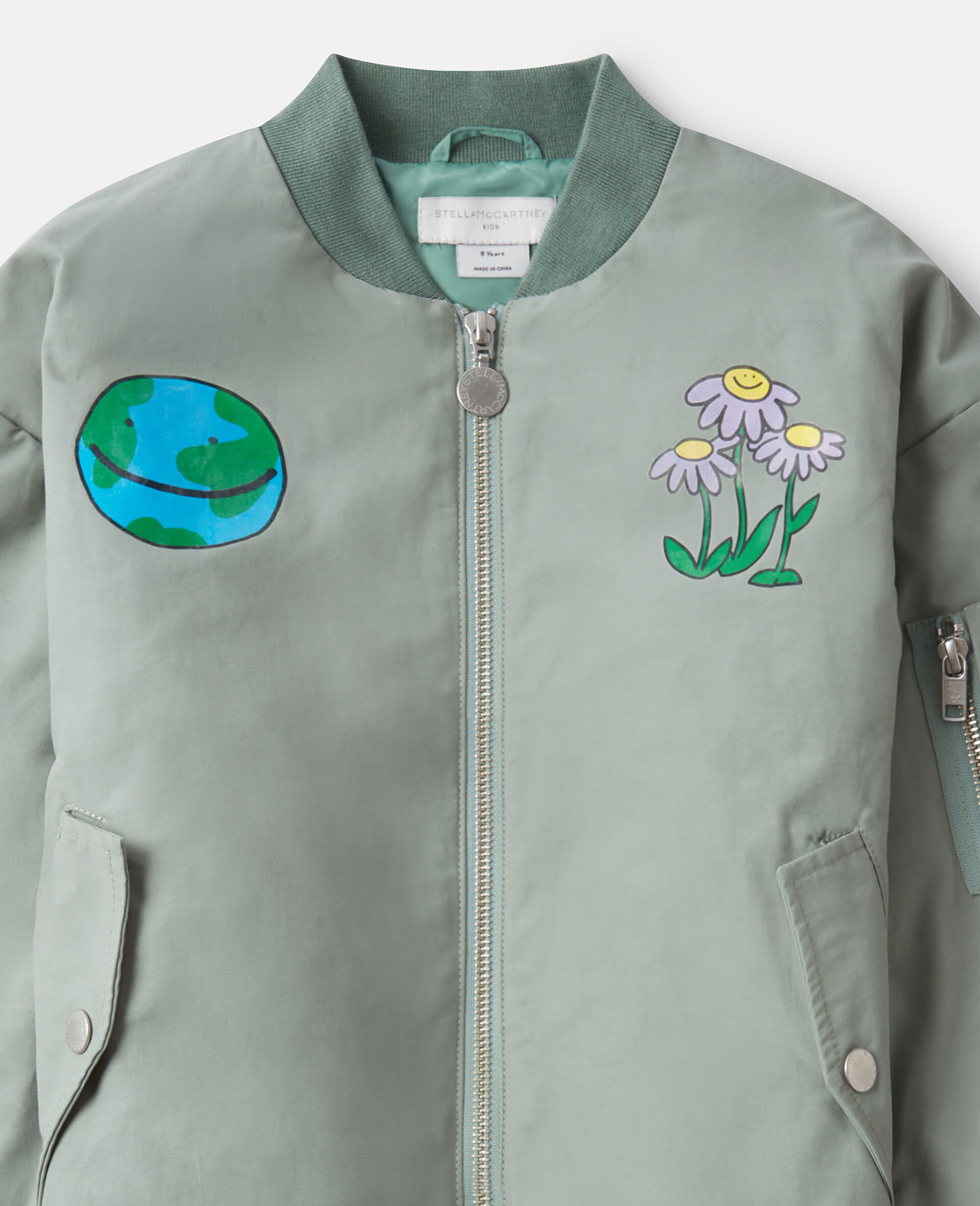 Earth Friends Graphic Bomber Jacket-Green-medium Earth Friends Graphic Bomber Jacket-Green-medium
