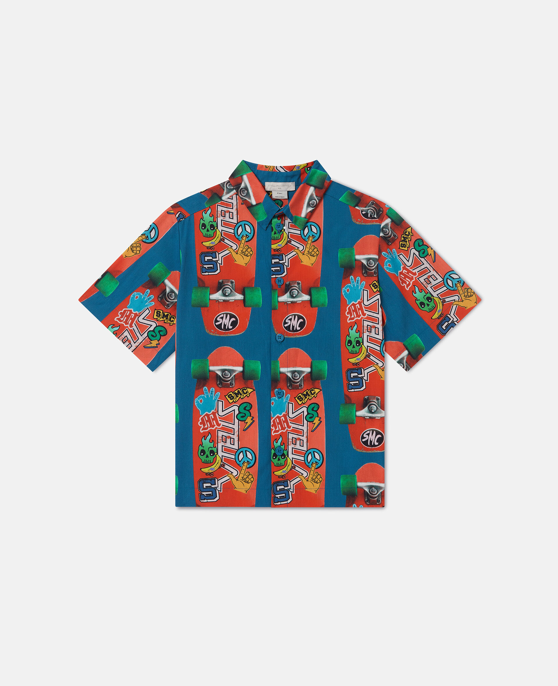 Skateboard Print Short Sleeve Shirt-Red-large image number 0