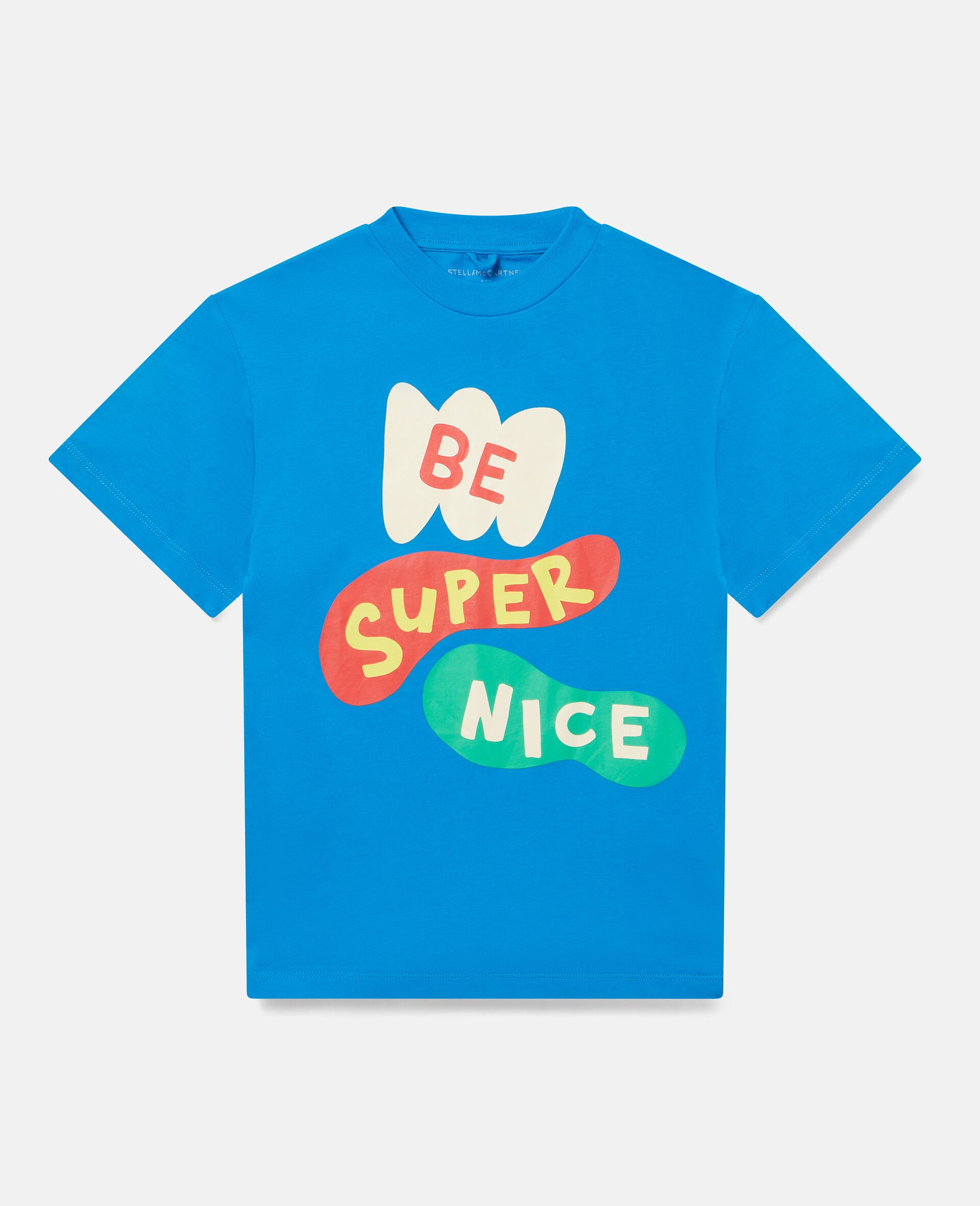 Be Super Nice Print Cotton T‐Shirt-Blue-large