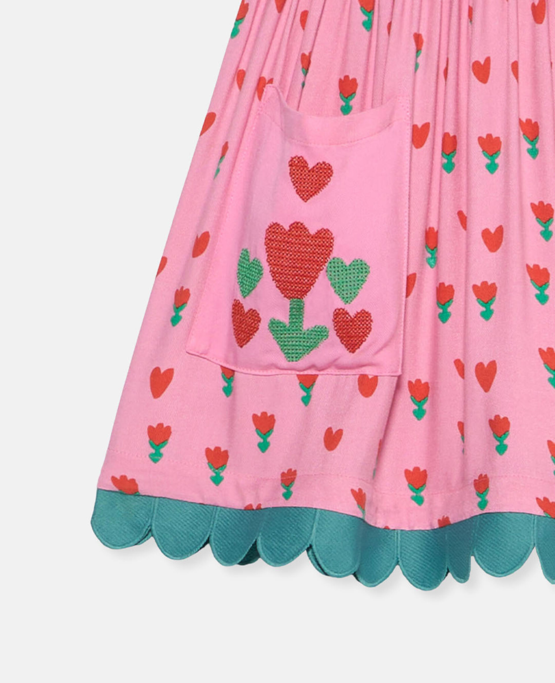 Tulip Print Skater Skirt-Pink-large image number 2