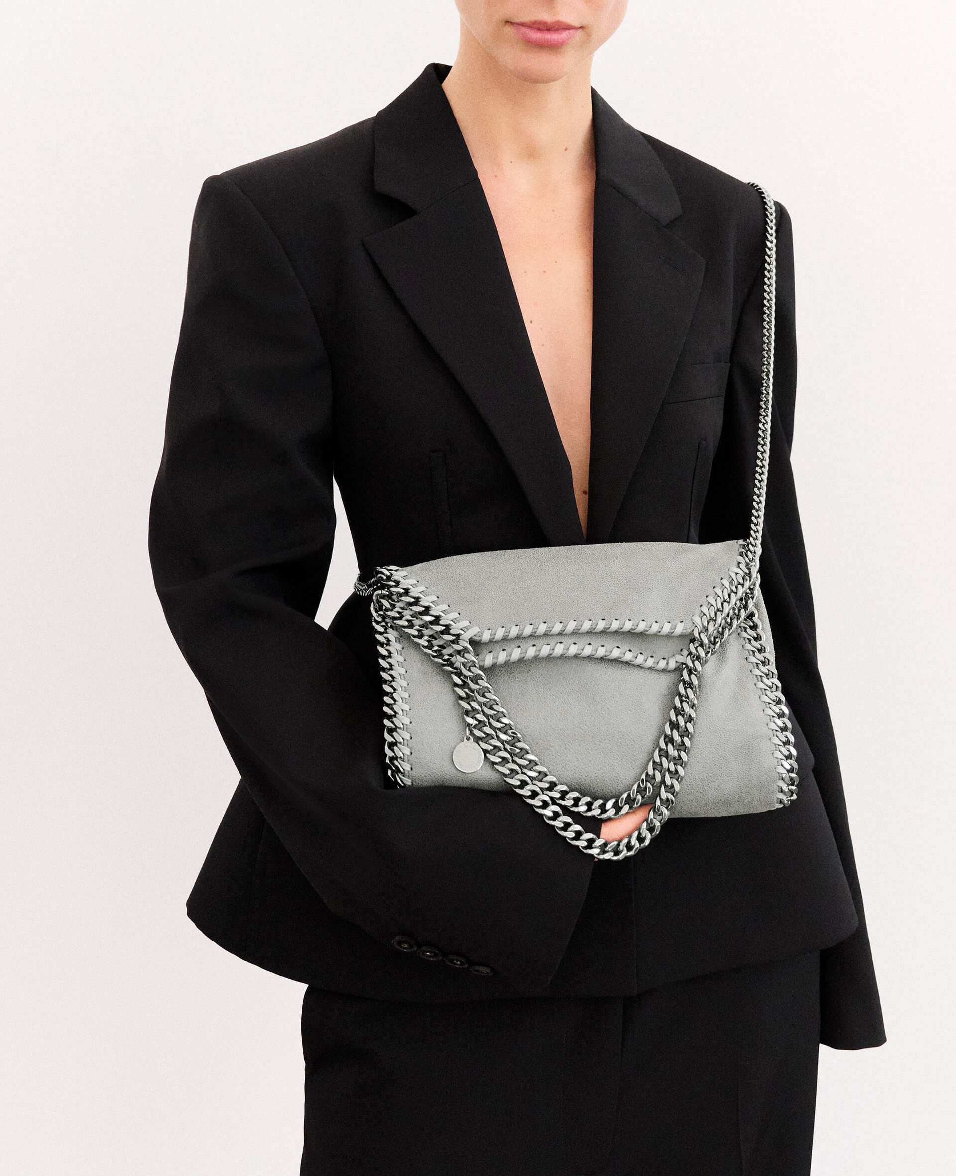Falabella Mini Tote Bag-Grey-model