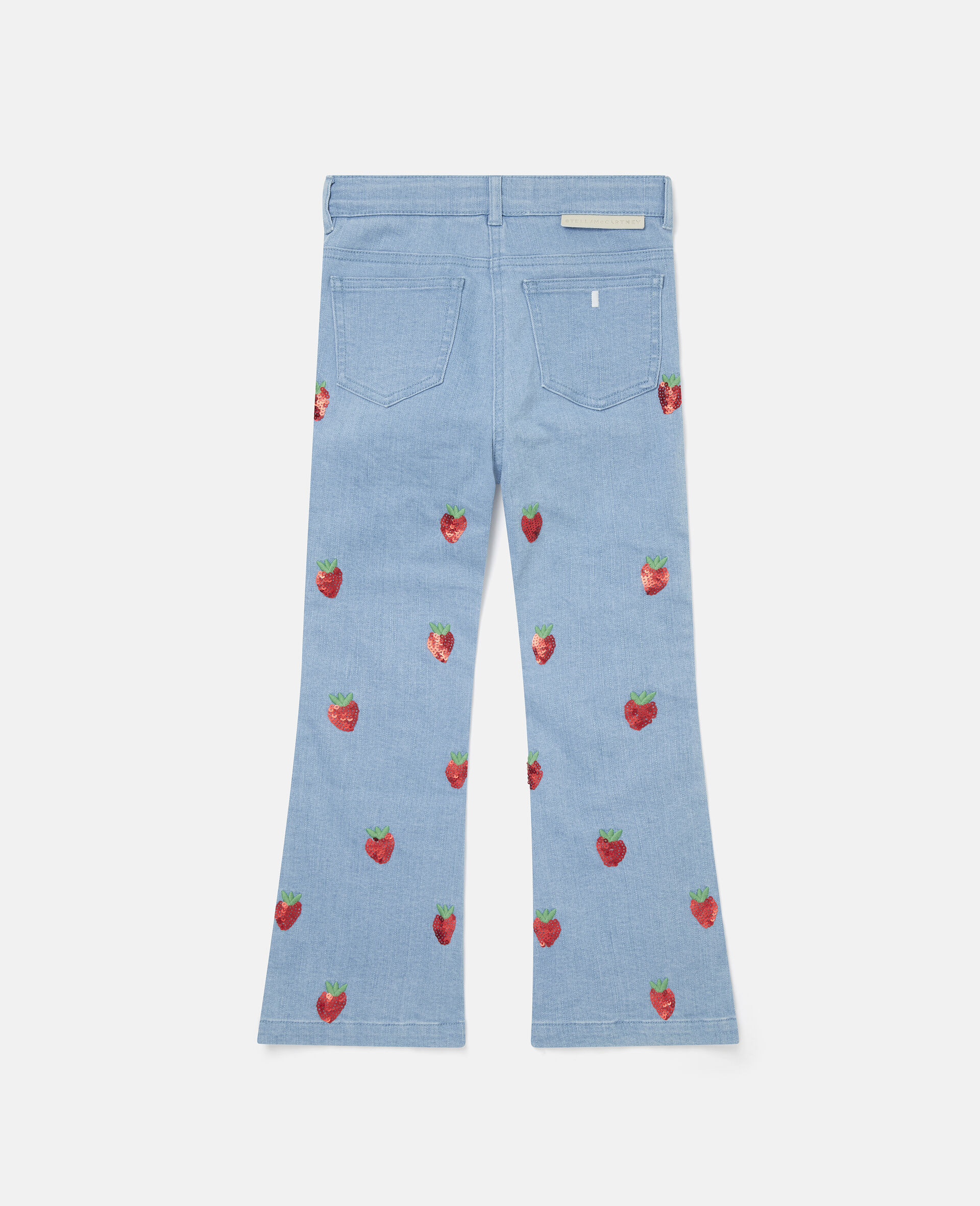 Strawberry Embroidered Denim Trousers-Blue-large image number 2