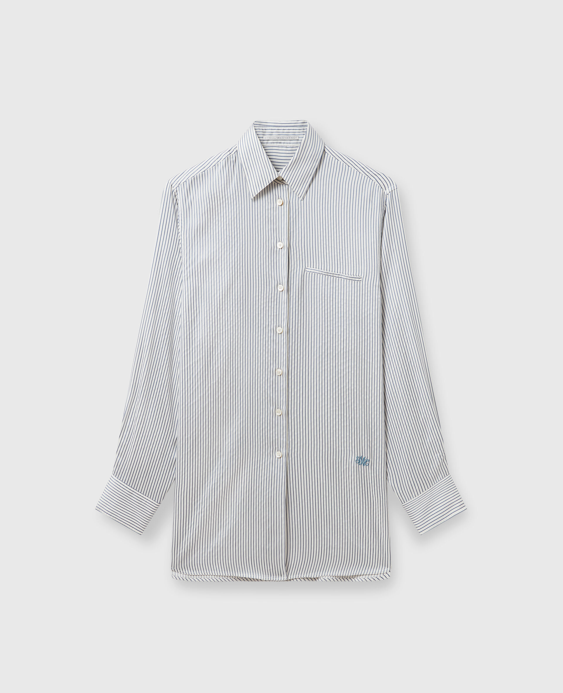 Logo Pinstripe Shirt-White-medium