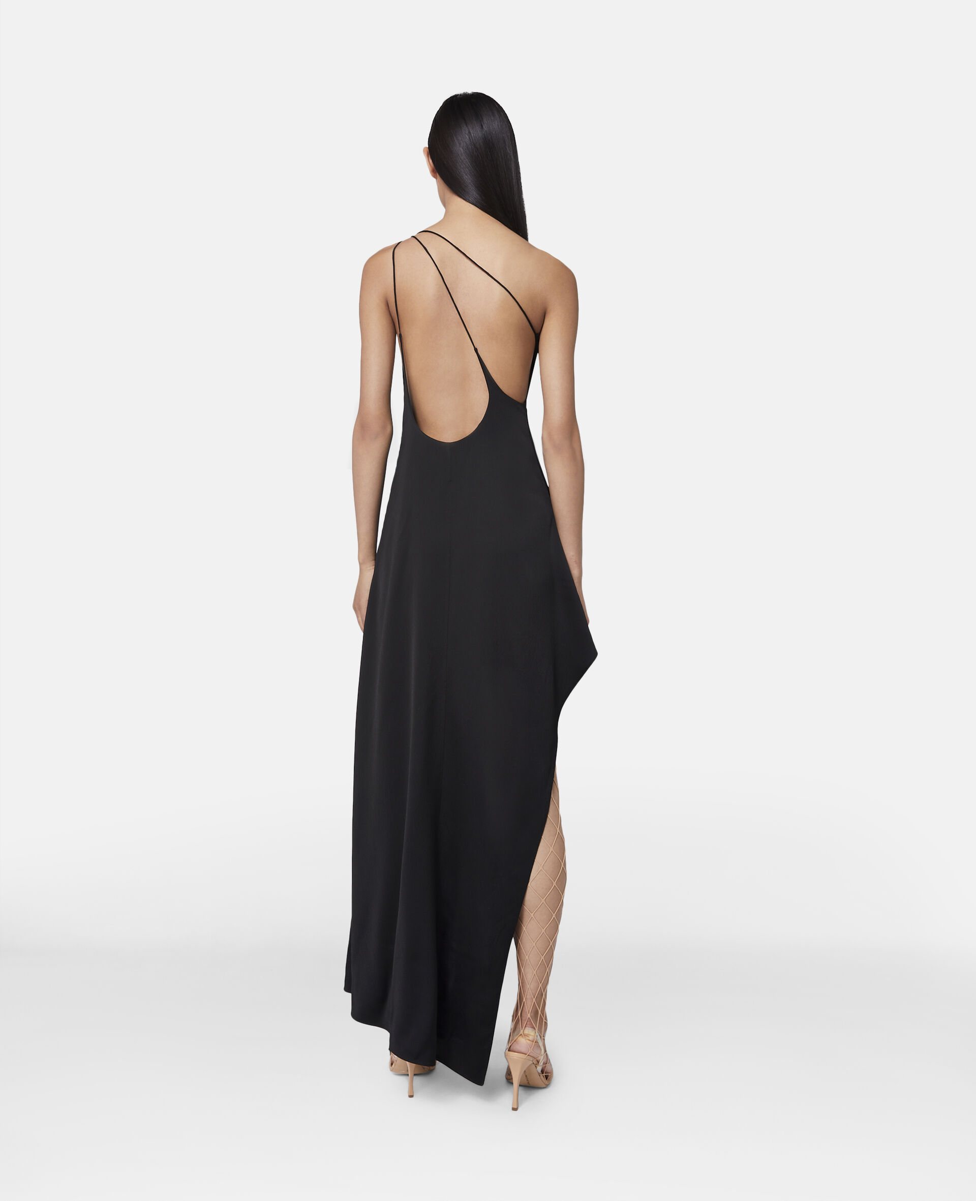 Crystal Strass Star Asymmetric Midi Dress-Black-large image number 2