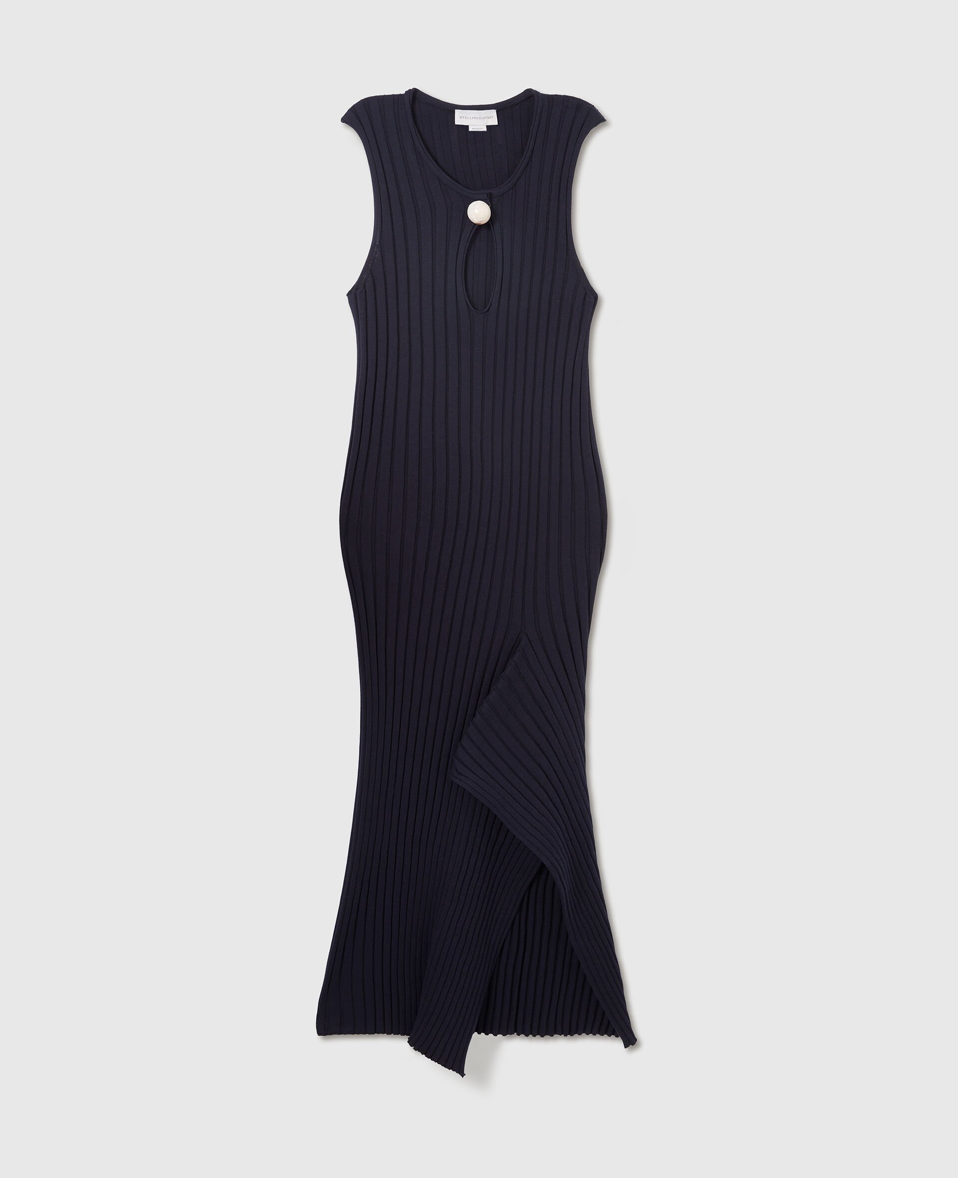 Cotton Ribbed Dress-Blue-medium