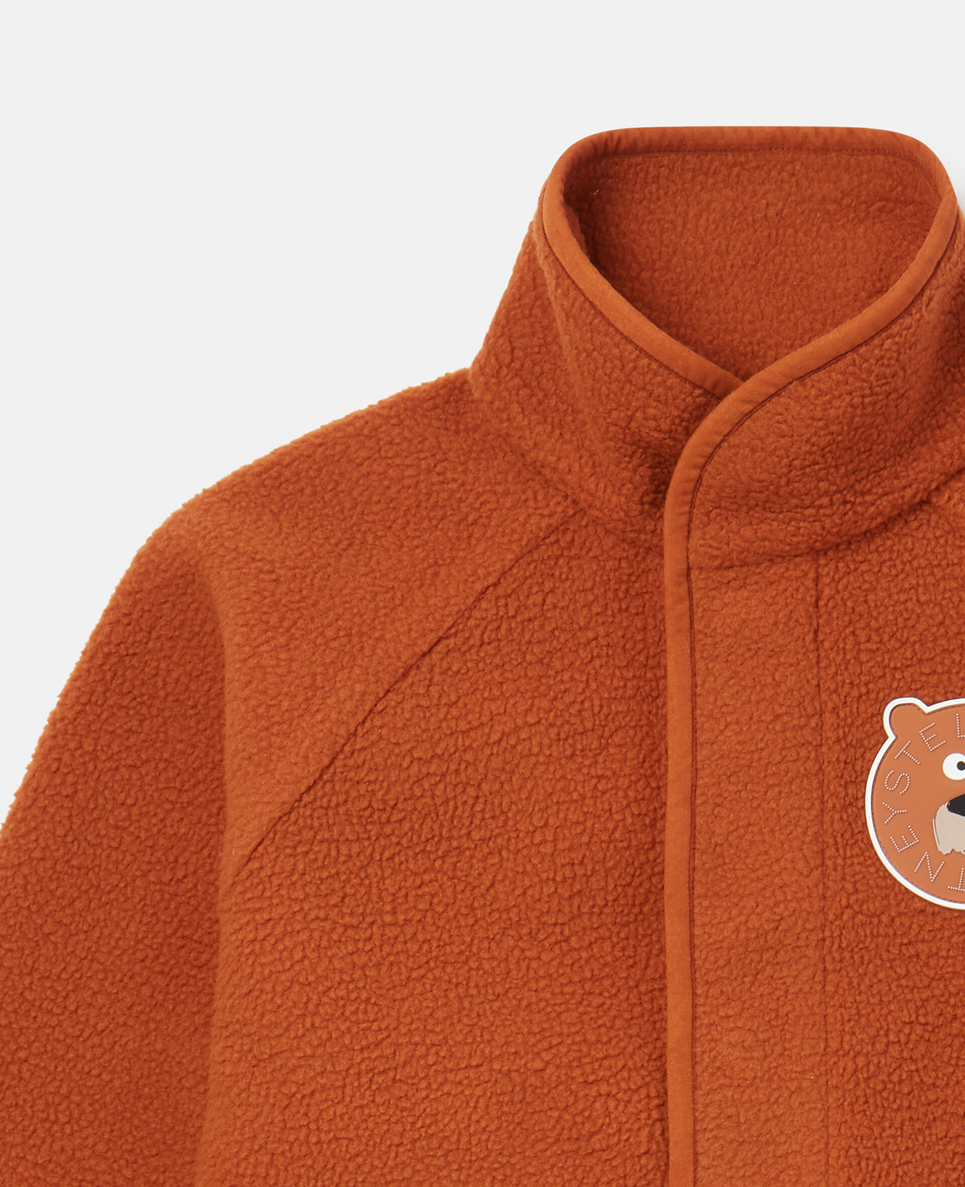 Bear Patch Fleece Jacket-Brown-large image number 1