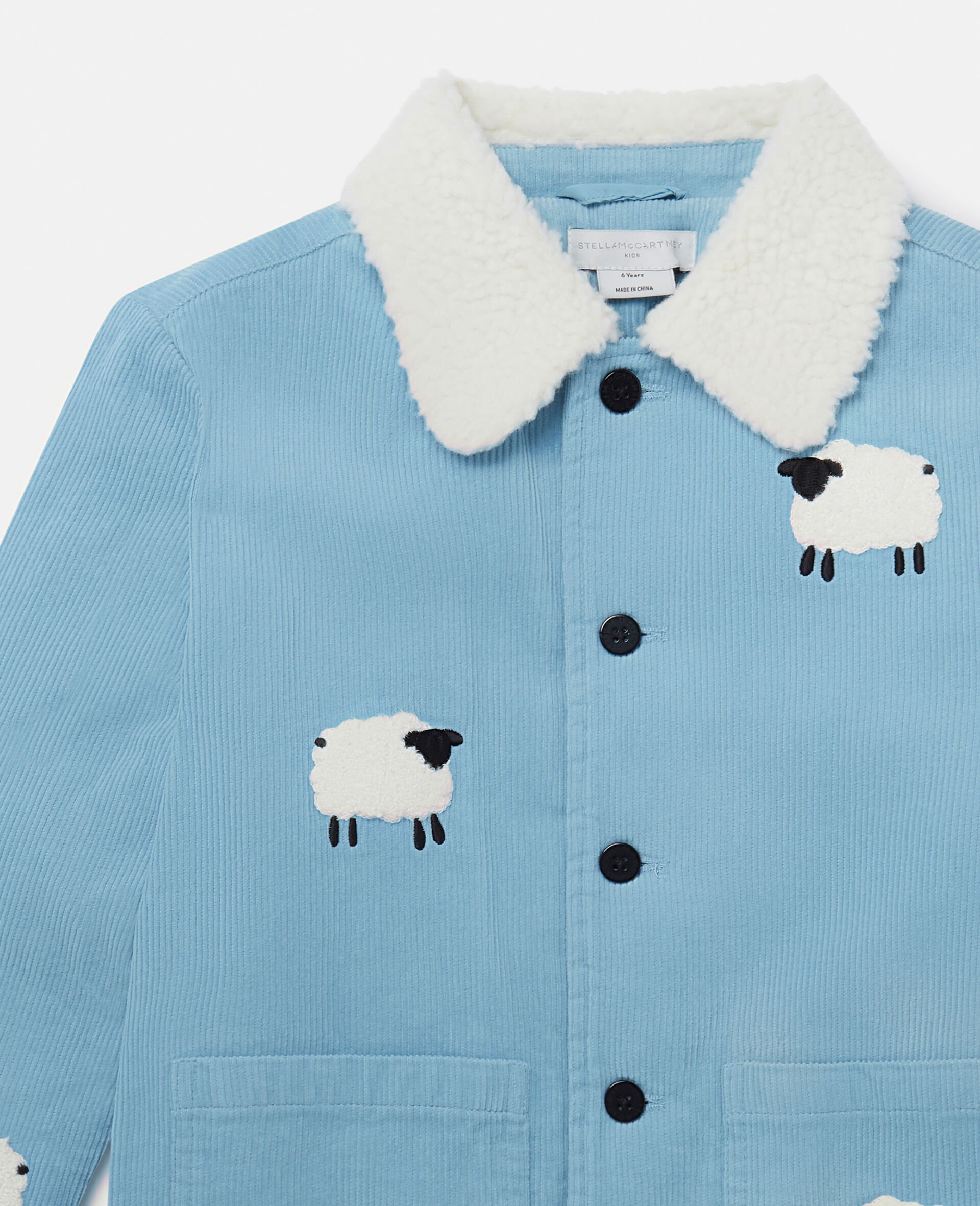 Sheep Pattern Denim Jacket-Blue-large Sheep Pattern Denim Jacket-Blue-large image number 1