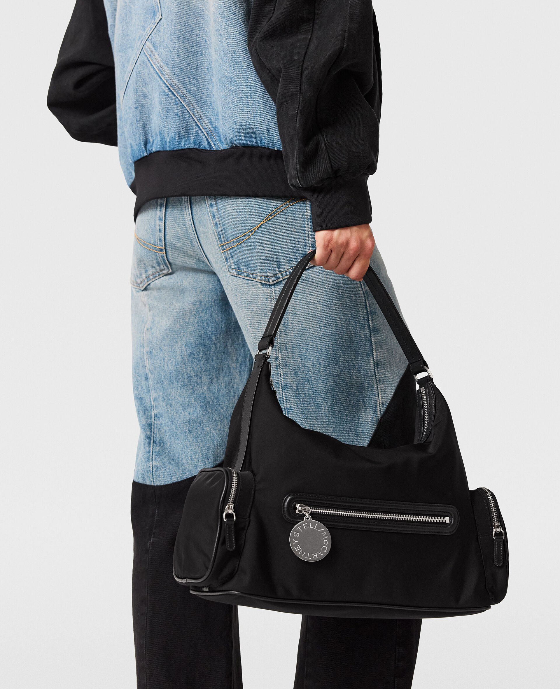 Patchwork Panel Denim Jeans-Blue-large image number 3