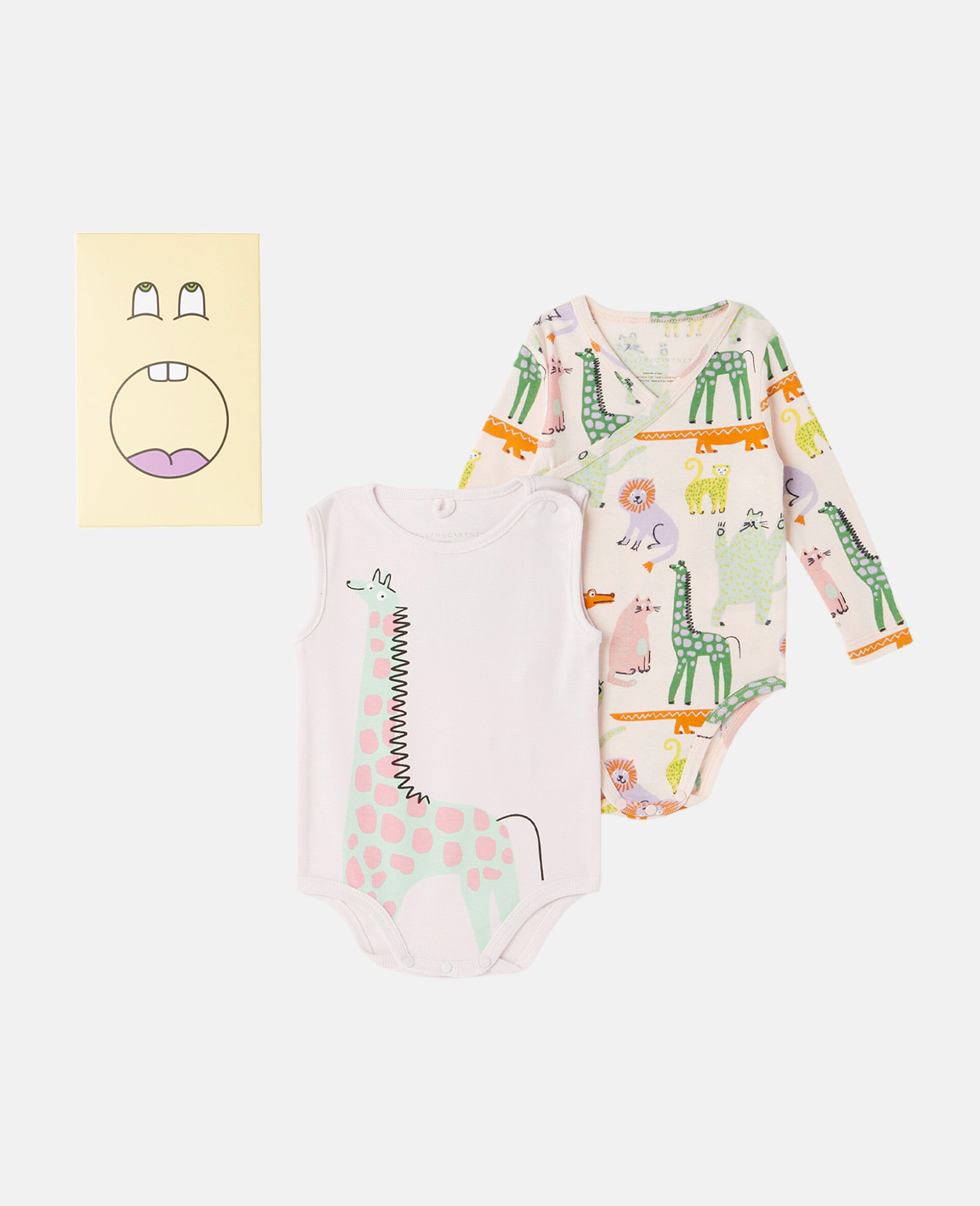 Animal Doodle Print Bodysuit Set-Pink-large image number 1