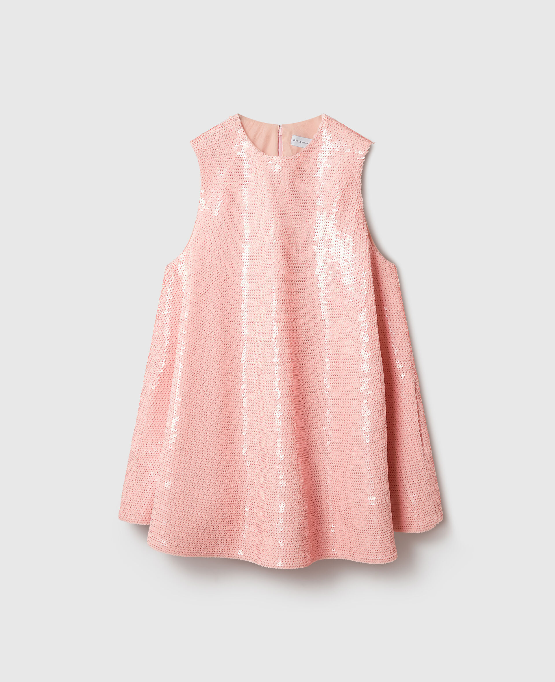 Sequin-Embellished A-Line Mini Dress-Pink-medium