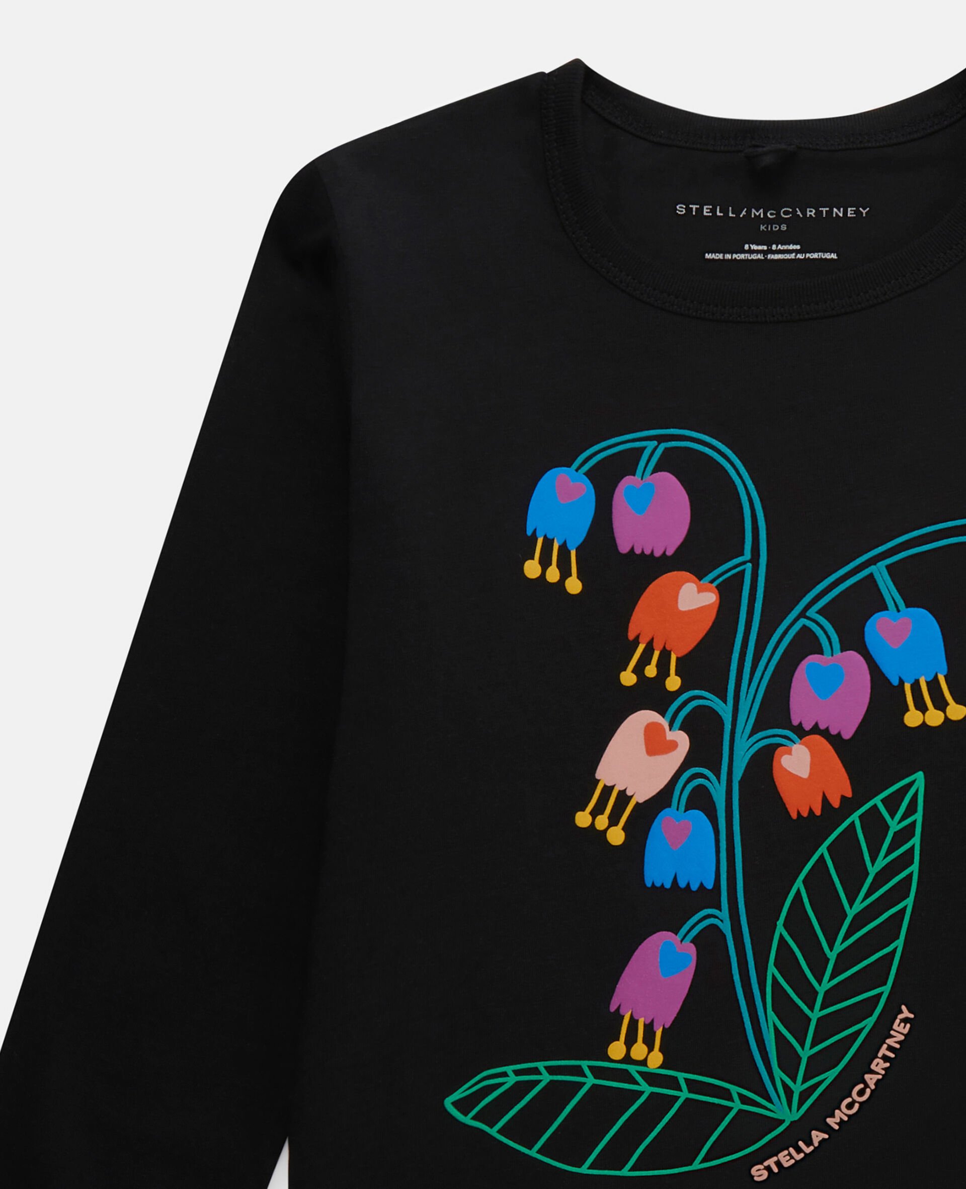 Flower Embroidery Long Sleeve T-Shirt-Black-large Flower Embroidery Long Sleeve T-Shirt-Black-large image number 1