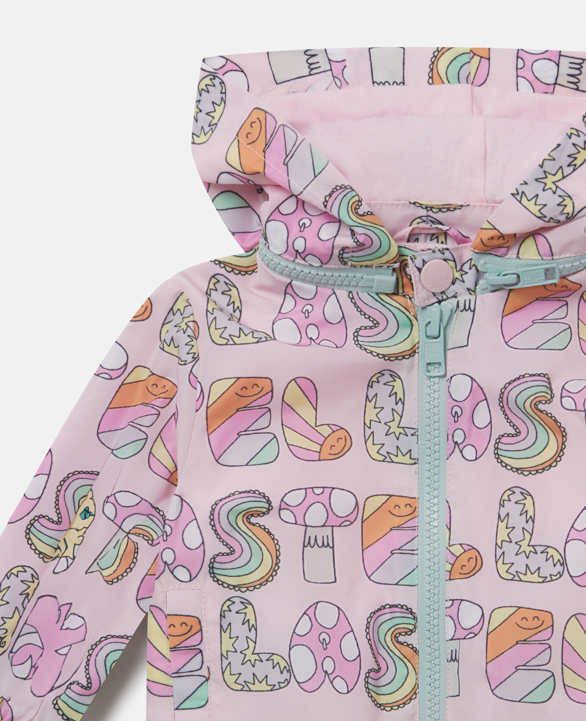Stella Woodland Lettering Hooded Raincoat-Pink-large image number 1