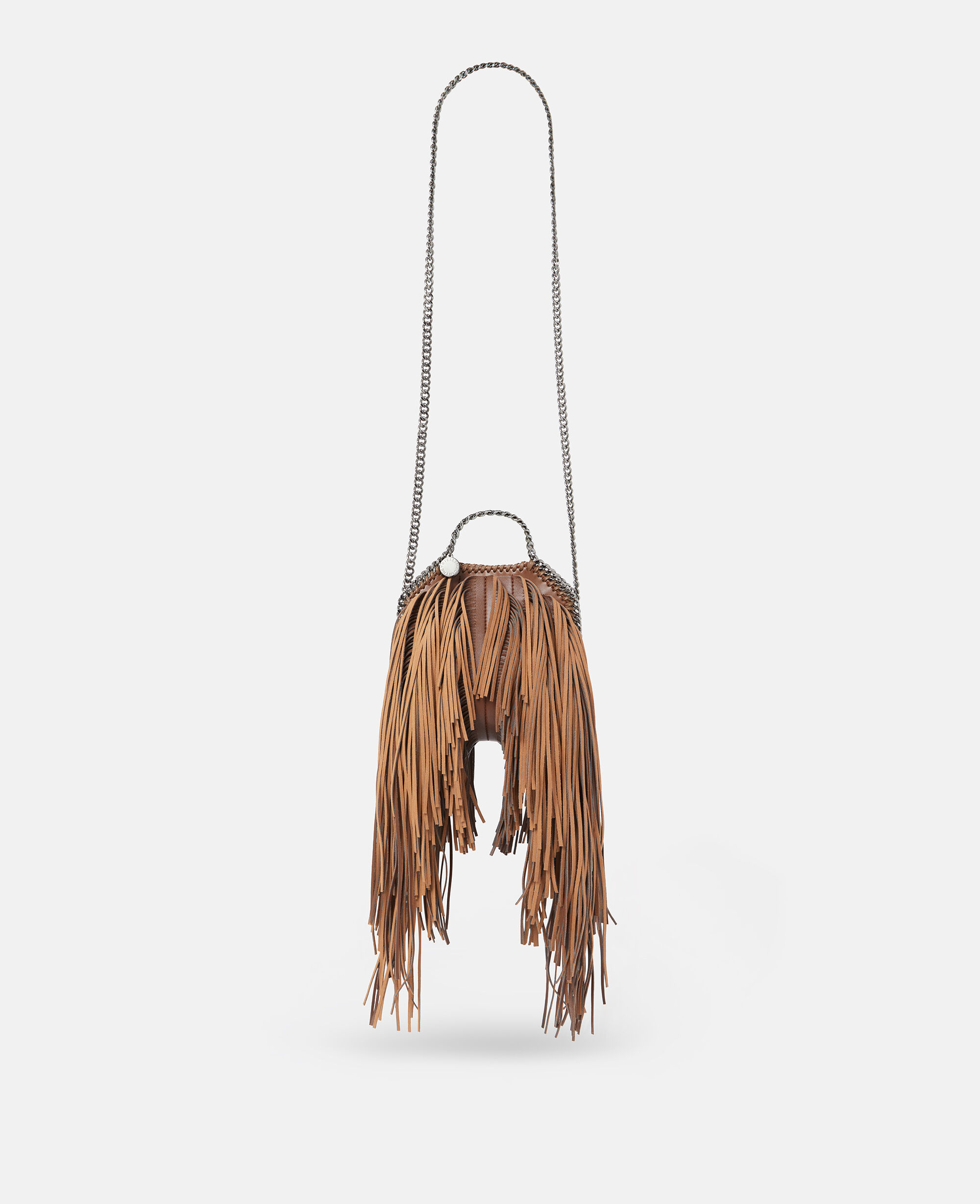 Women DARK CINNAMON Fringe Falabella Tiny Tote Bag Stella McCartney US