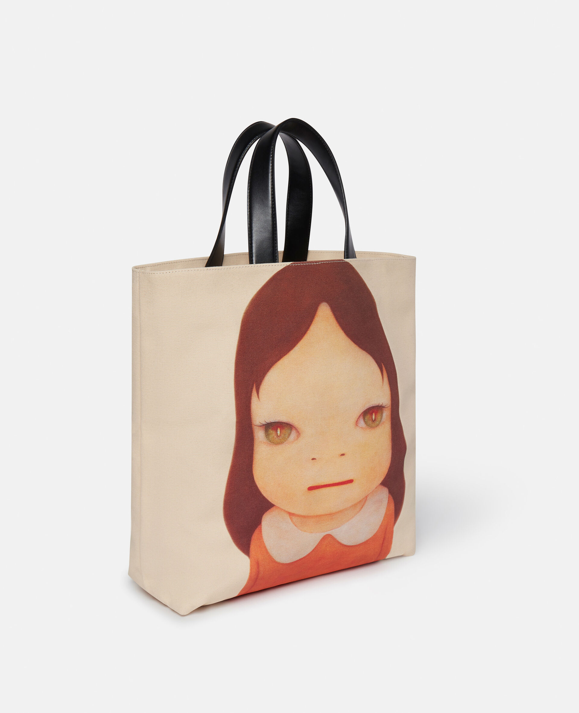Twins I Print Cotton Canvas Tote Bag-Beige-large image number 2