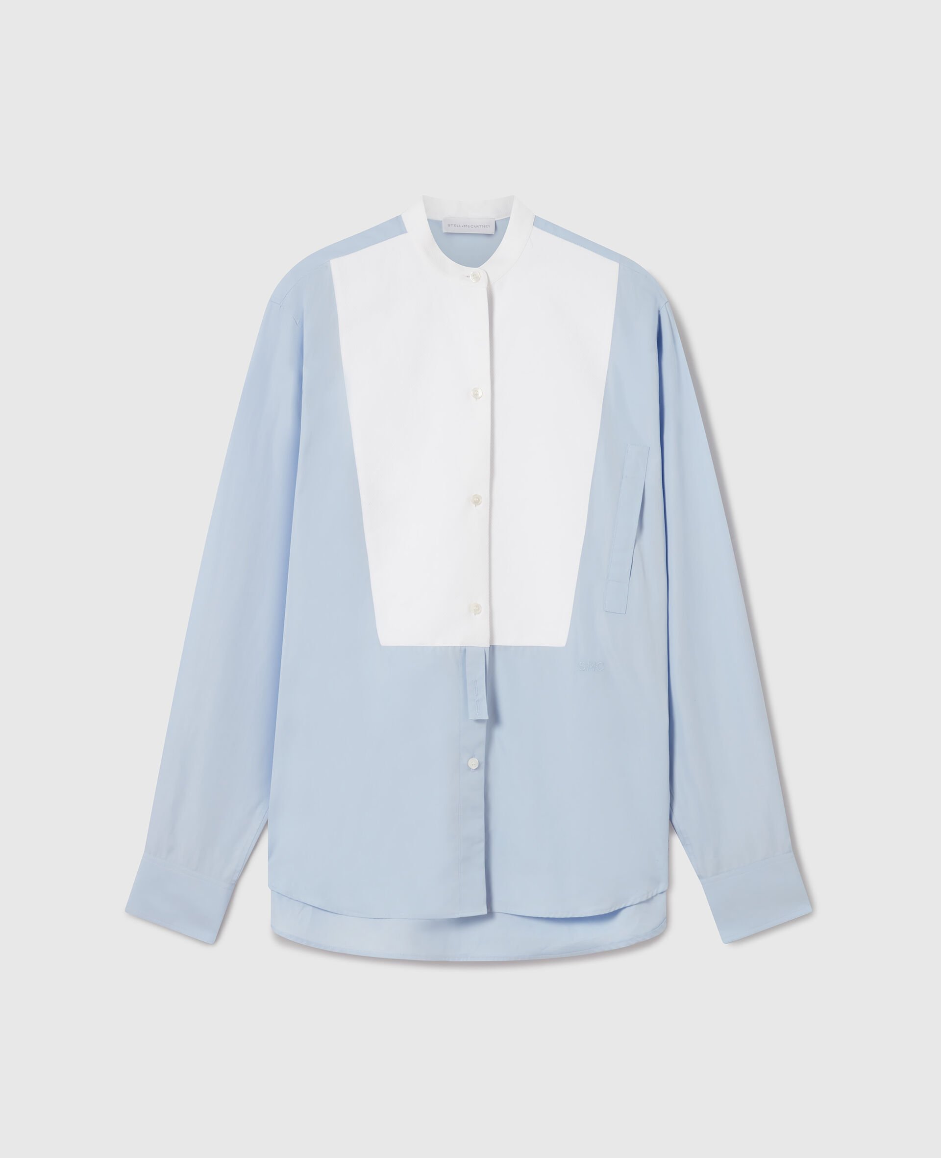 Tuxedo Bib Poplin Shirt-蓝色-medium