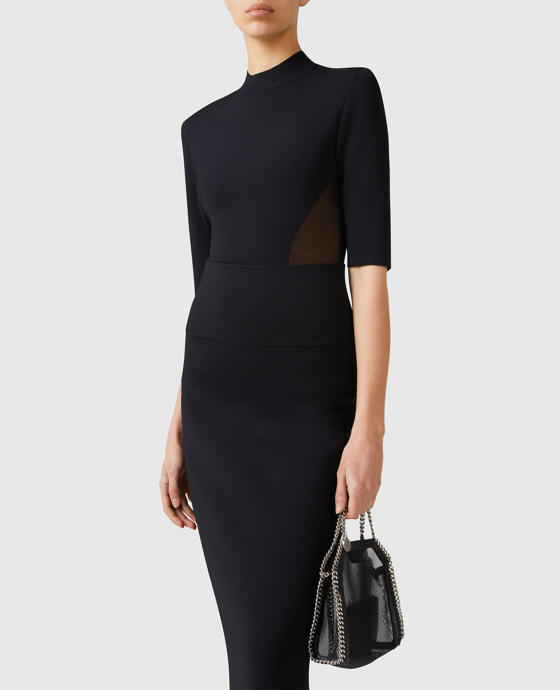 Miracle Short-Sleeve Compact-Knit Top-Black-model