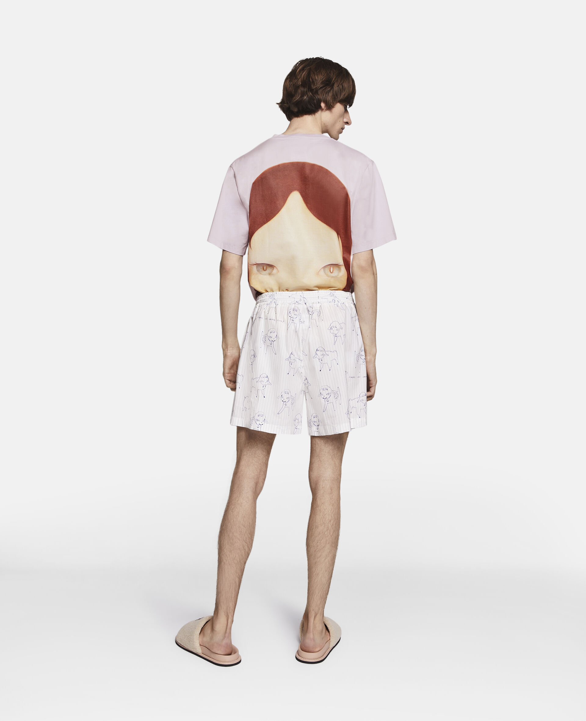 Sheep Can Never Sleep Print Shorts-White-large image number 3