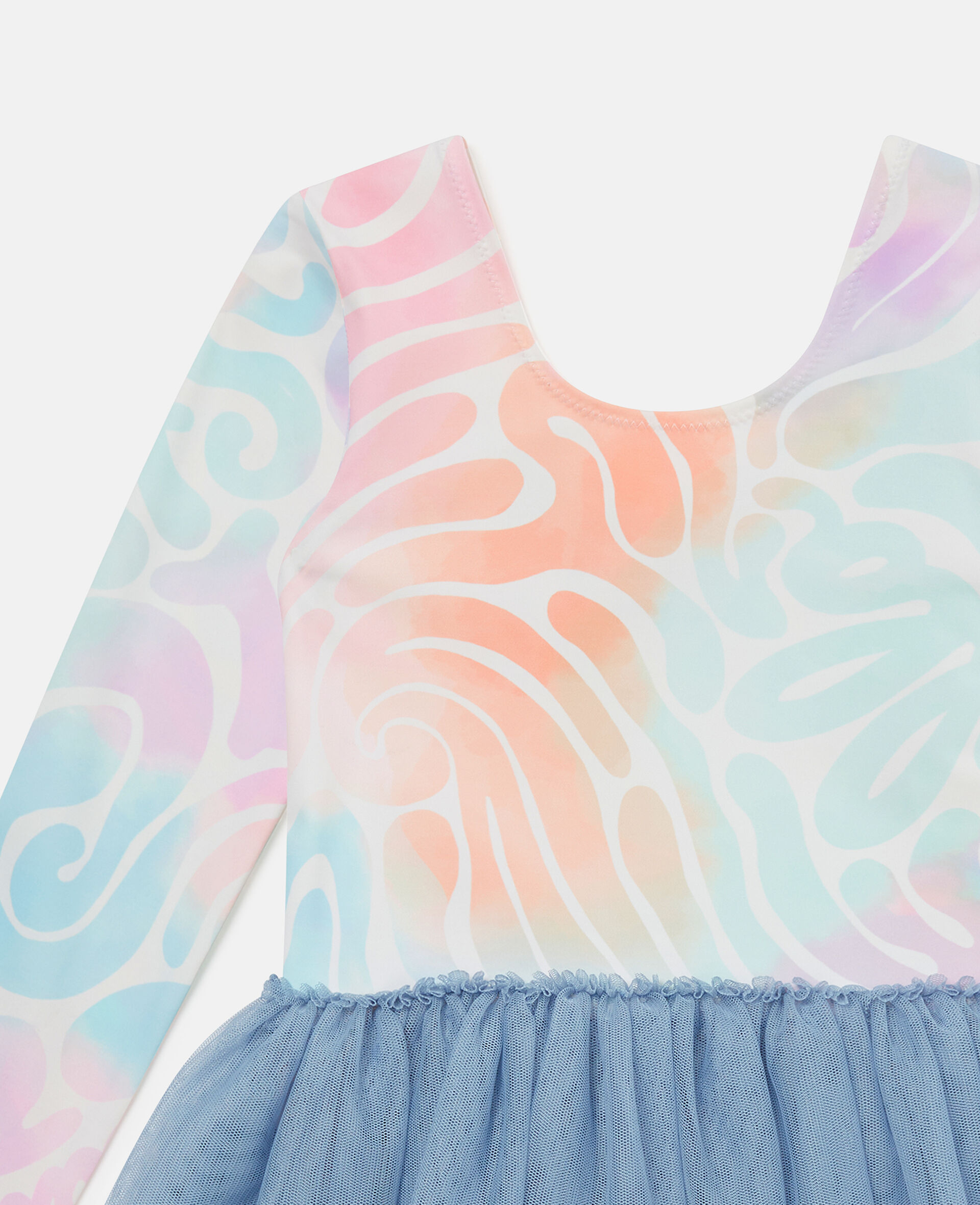 Graphic Print Tulle Skirt Dress-Multicolour-medium