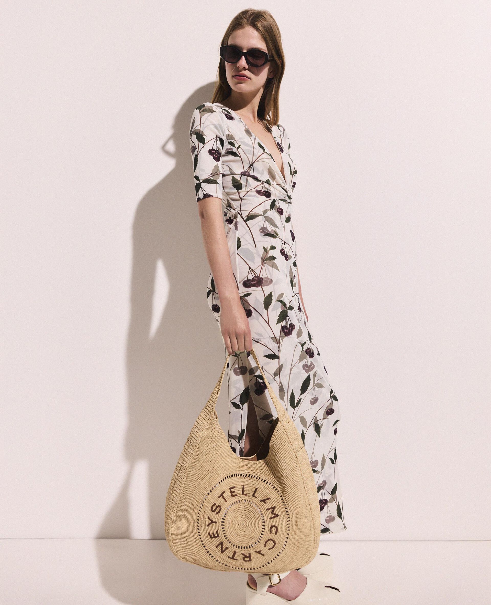 Logo Large Crochet Raffia Hobo Bag-Beige-large image number 4