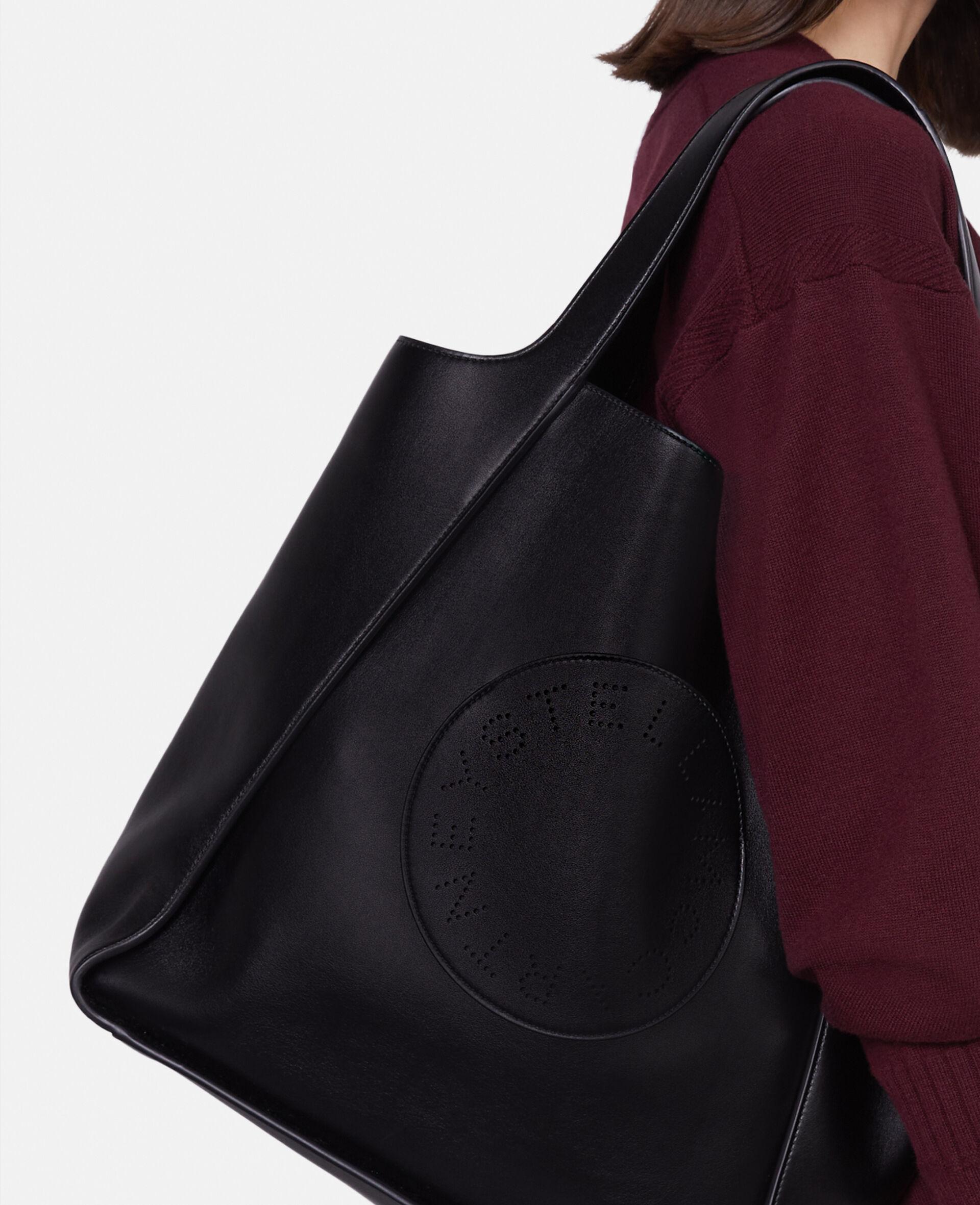 Quadratische Tote Bag mit Stella Logo-Schwarz-model