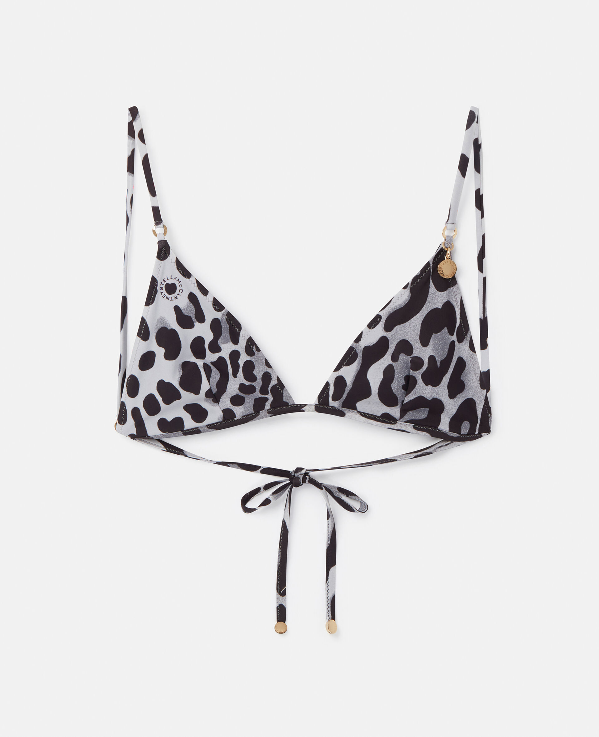 Leopard Print Triangle Bikini Top-Black-large image number 0