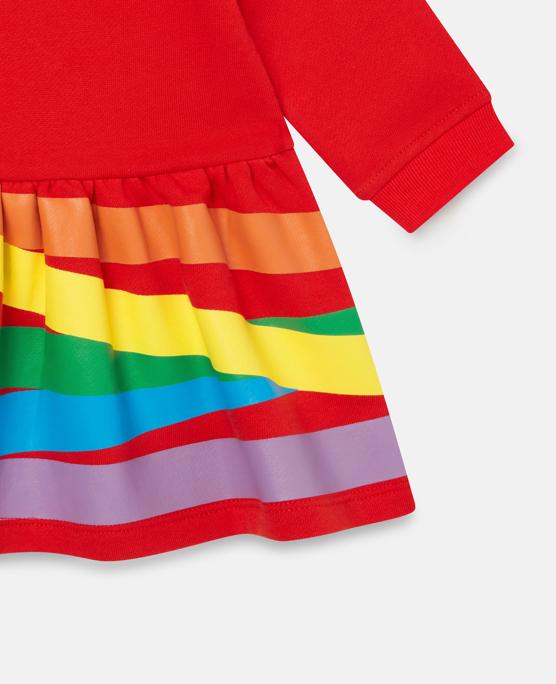 Cotton Fleece Rainbow Face Print Dress-Red-large image number 3