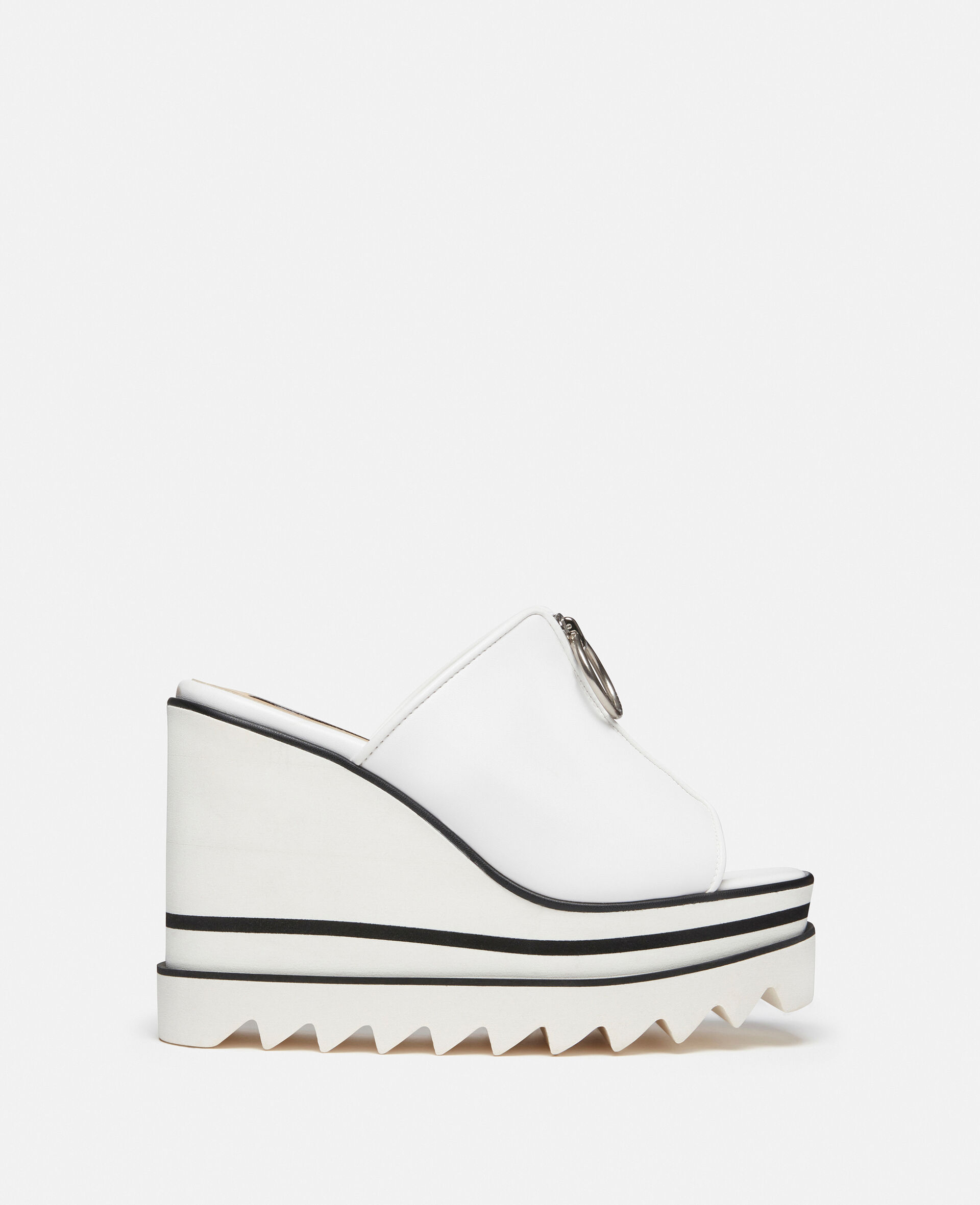 Sneak-Elyse Zip Slide Wedge Sandals-White-medium
