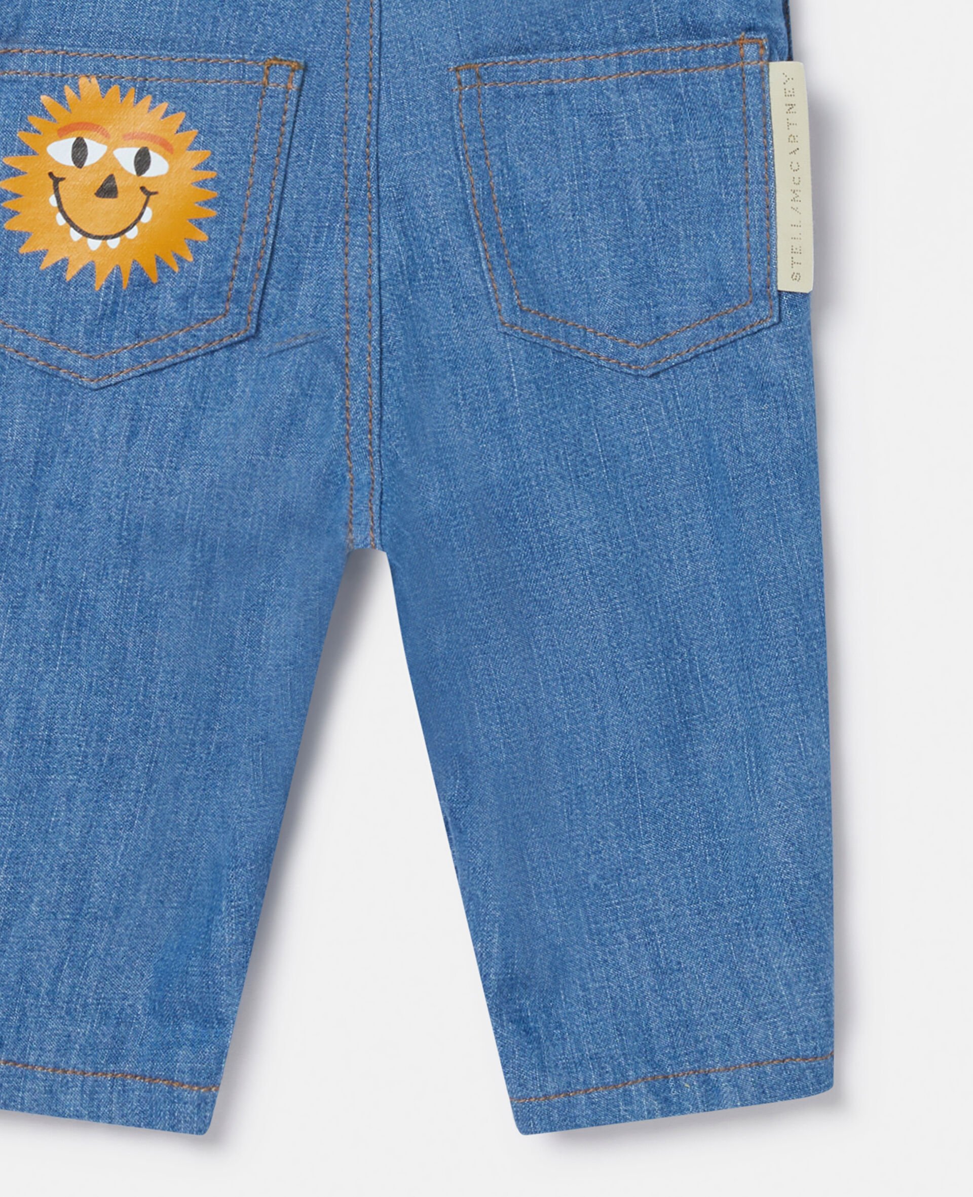 Monster Knee Patch Dungarees-White-large Monster Knee Patch Dungarees-White-large image number 3