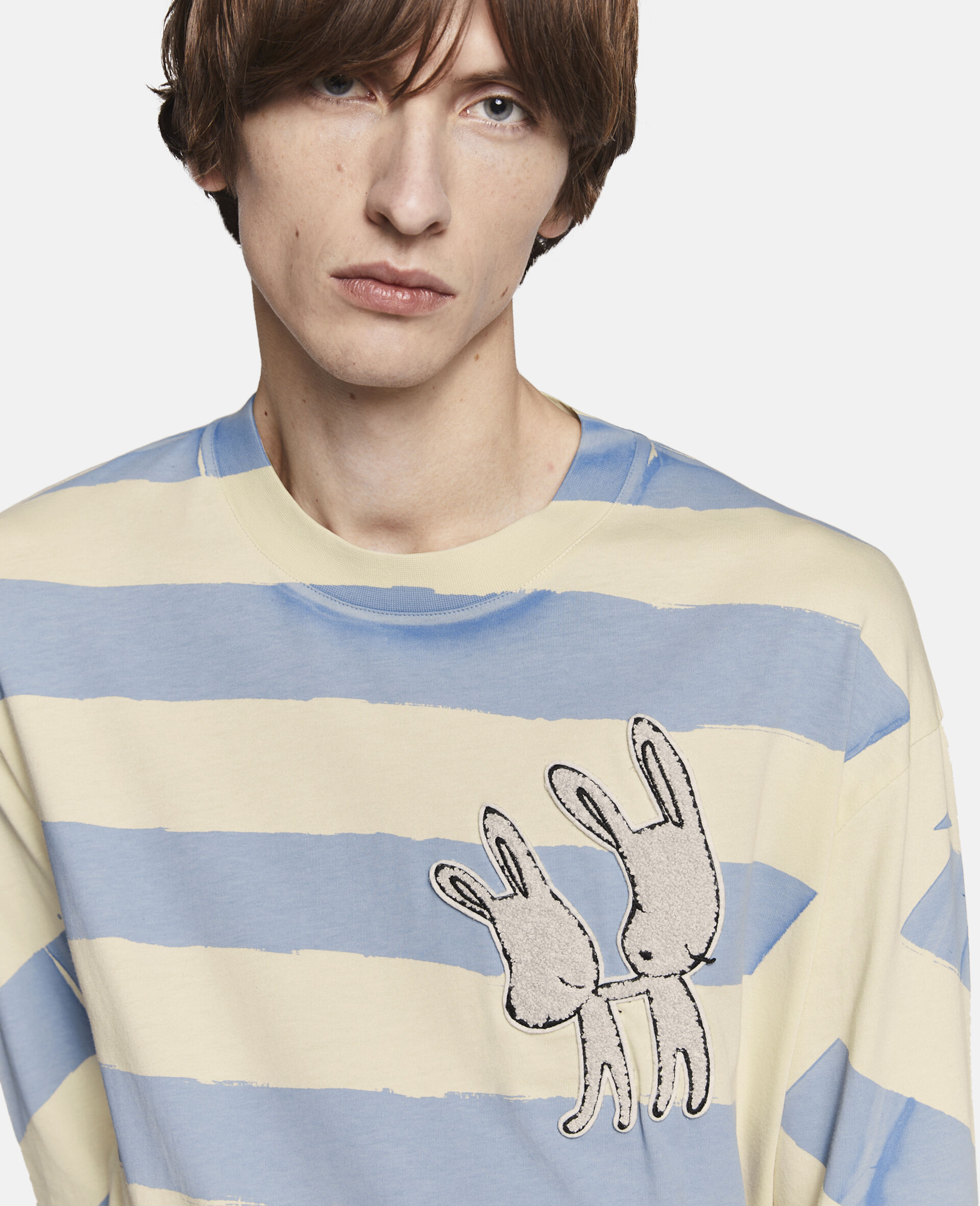 T-shirt marin avec lapin brodé-Blanc-large image number 4