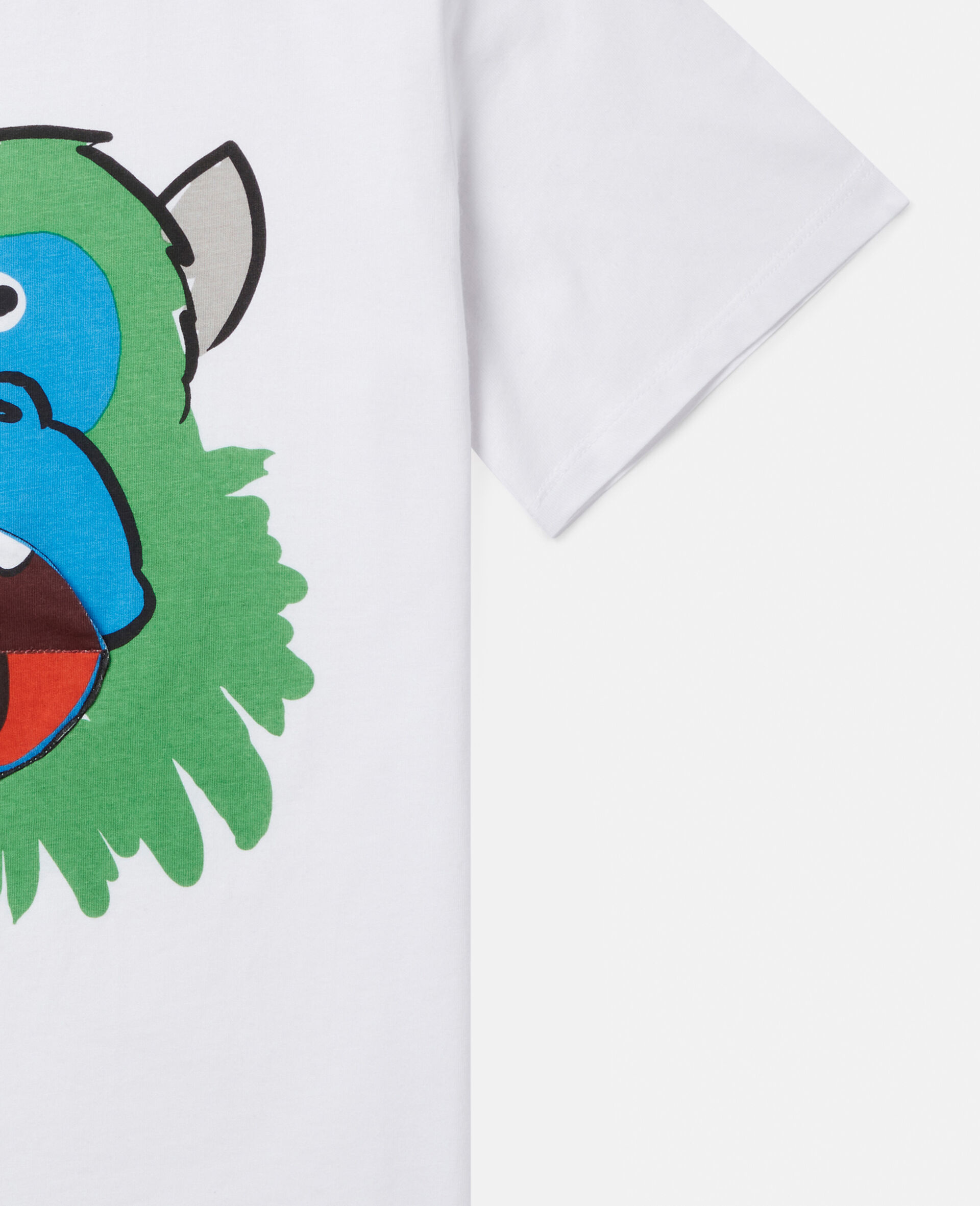 T shirt avec tete de singe a rabat-Blanc-large image number 1