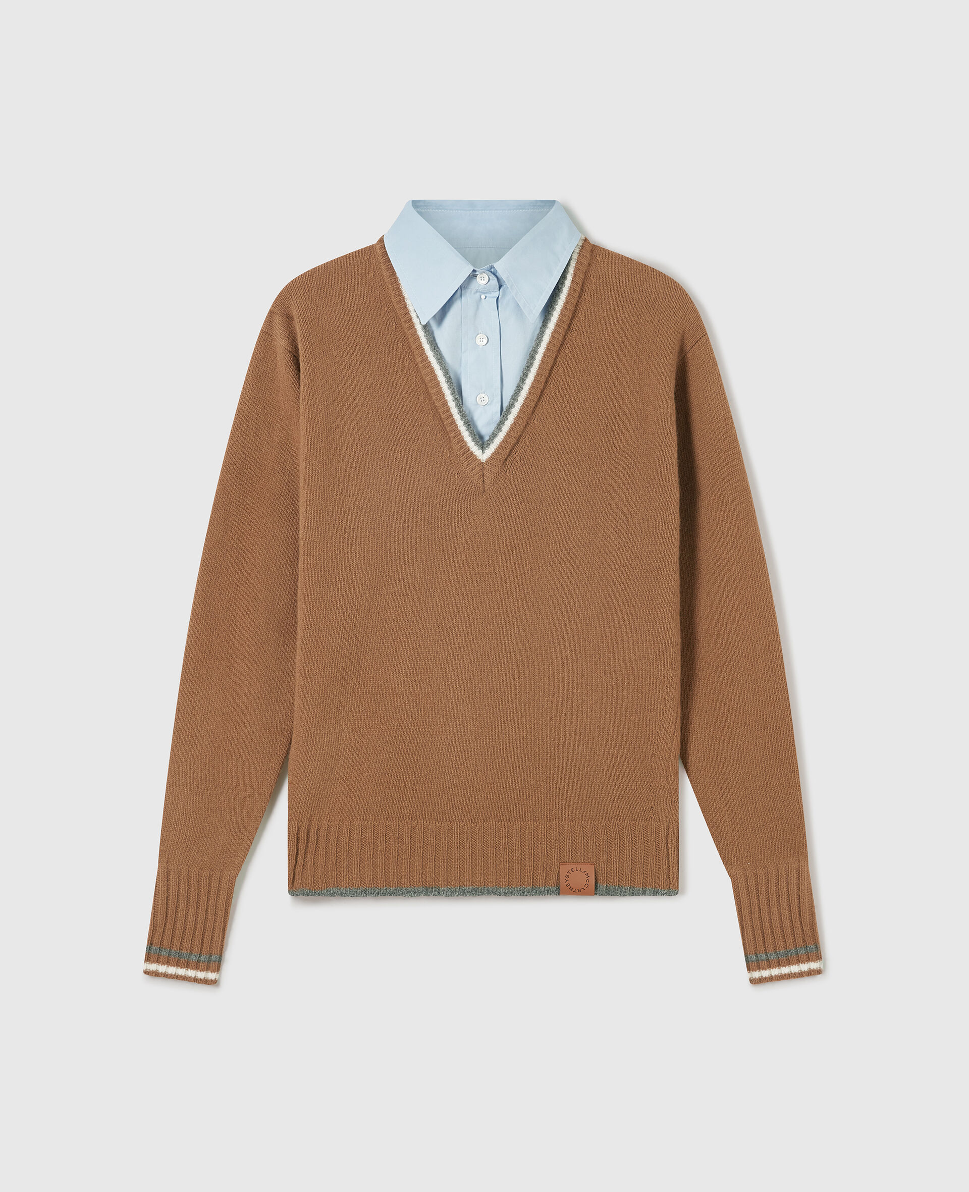 Hybrid Knit Shirt Jumper-Brown-medium