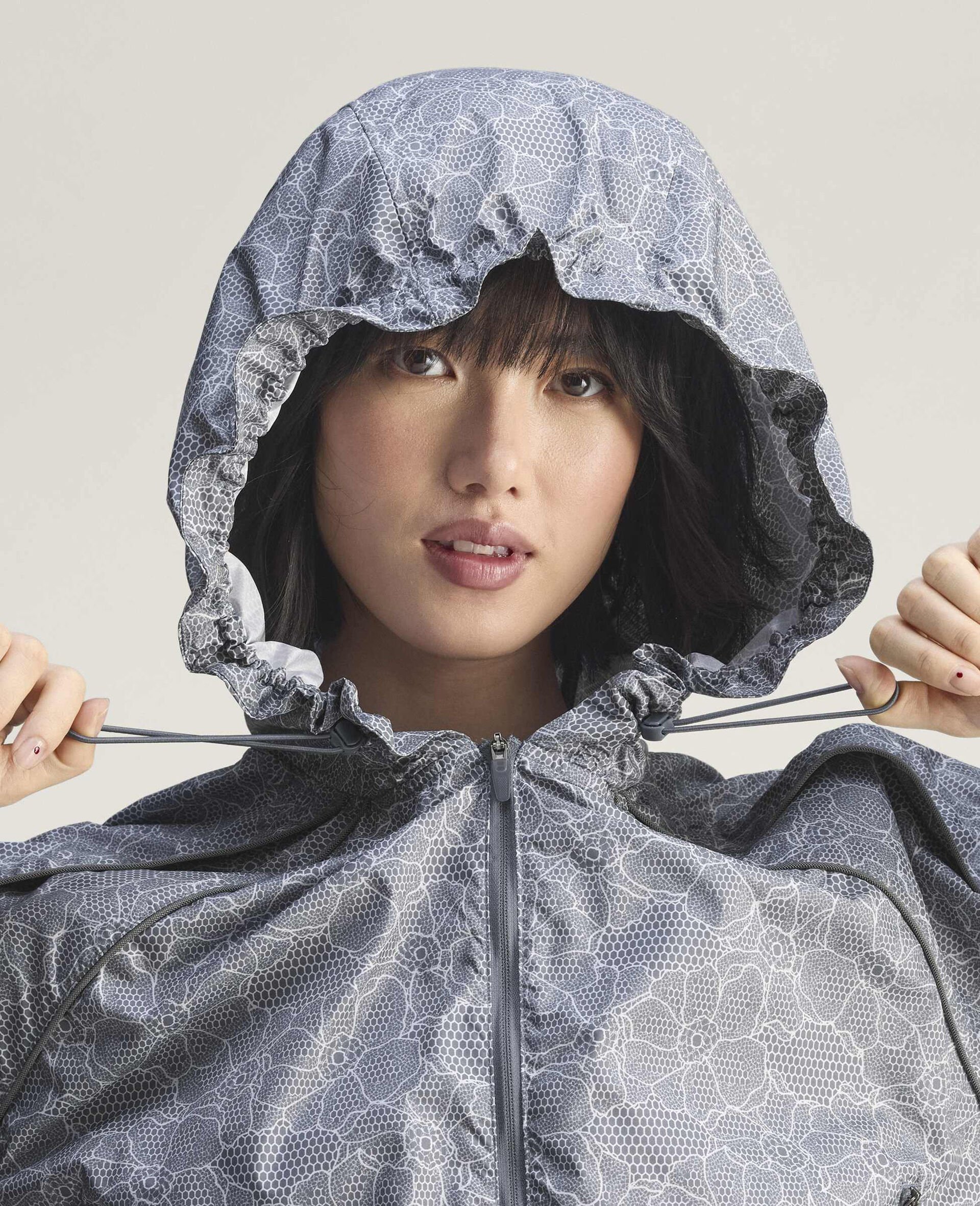 High-Neck Hooded Jacket-Grey-large image number 2