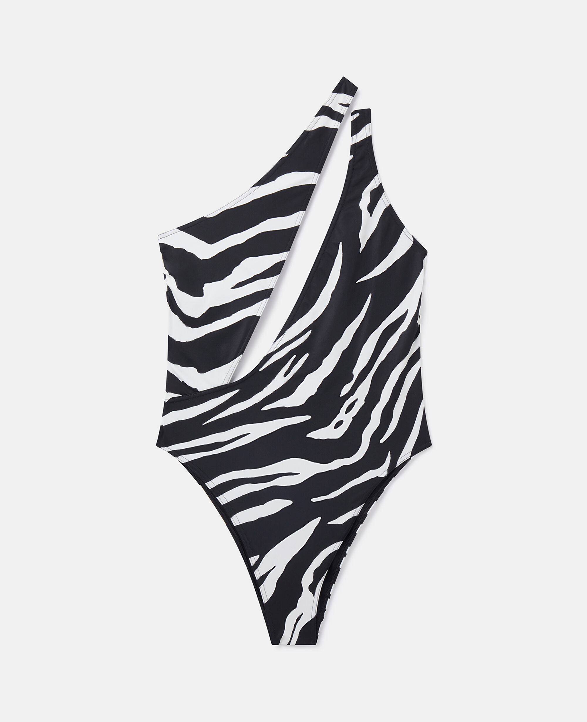 Women Camel Black Zebra Print Cut Out Swimsuit Stella McCartney AU