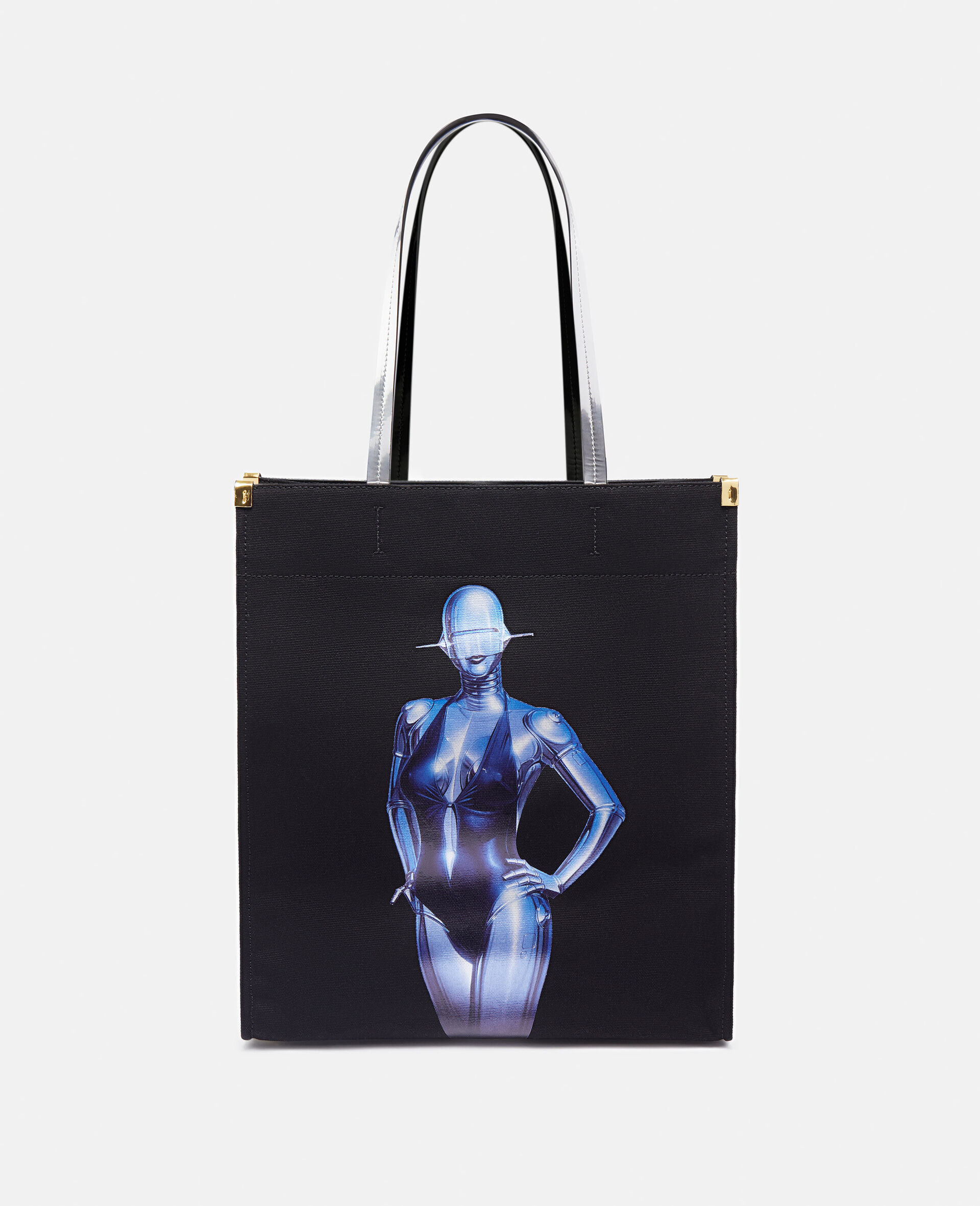“Sexy Robot”图案有机棉帆布托特包-黑色-large image number 0