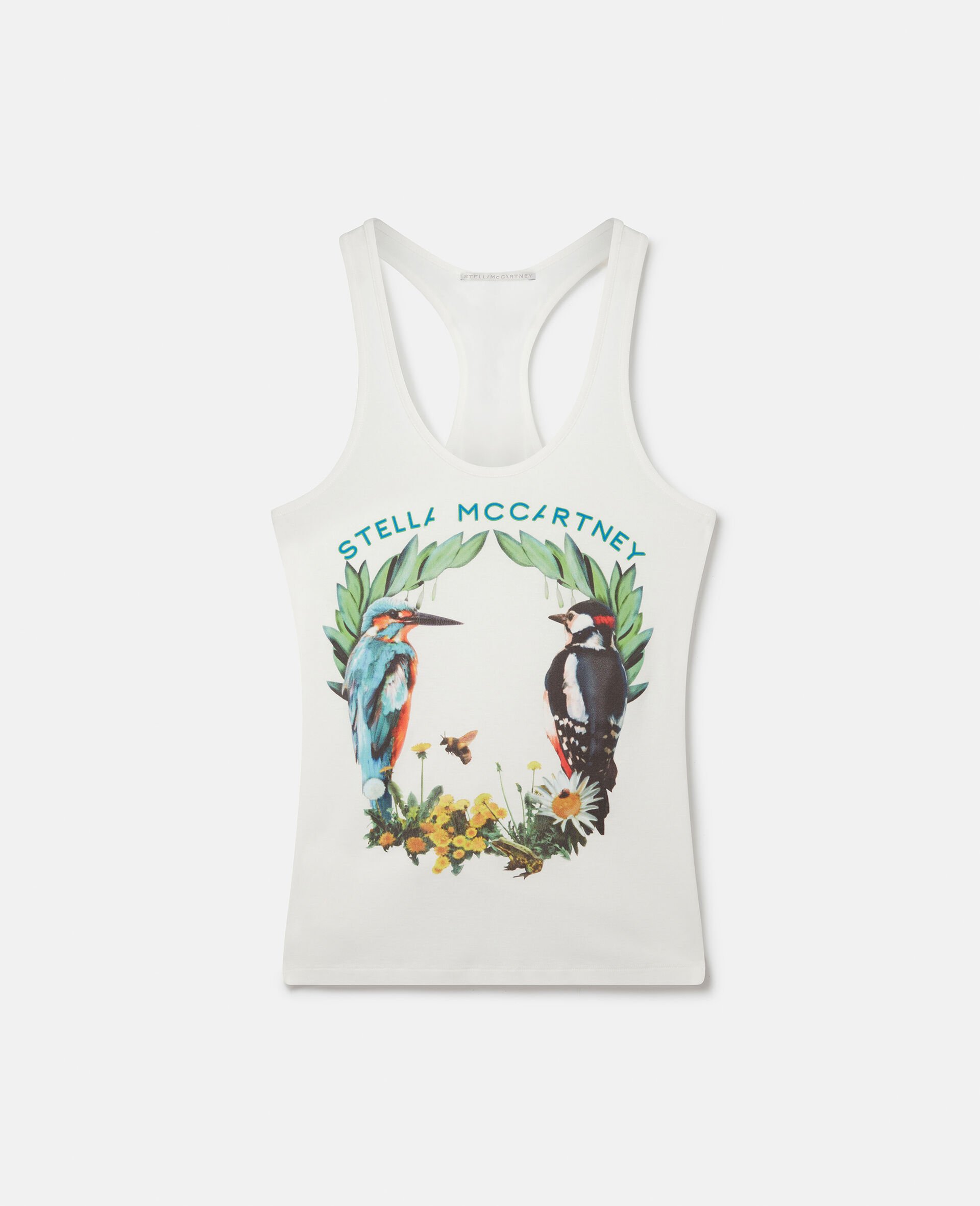 Bird Crest Print Tank Top-White-large image number 0