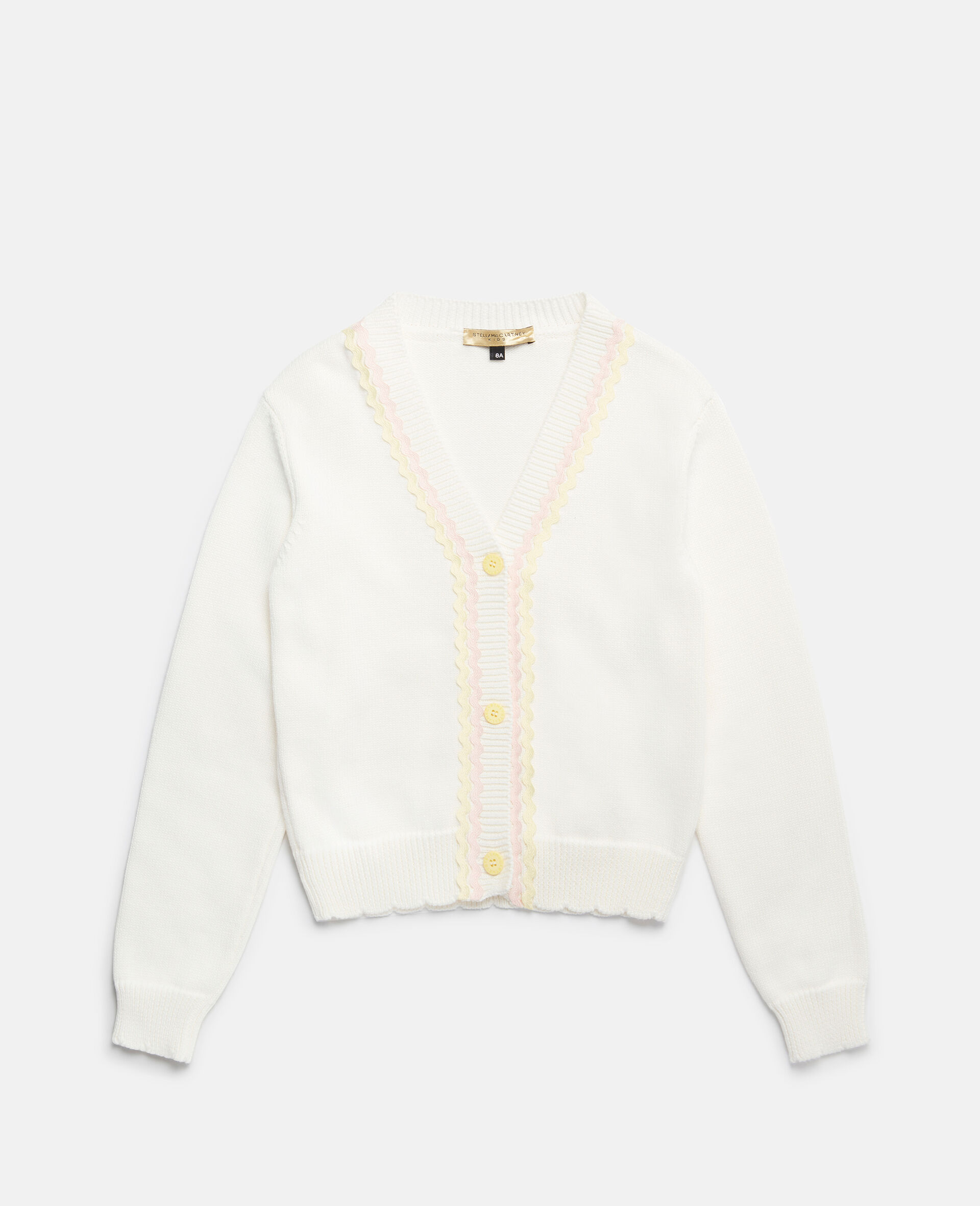 Squiggle Line Embroidery Cardigan-White-large image number 0