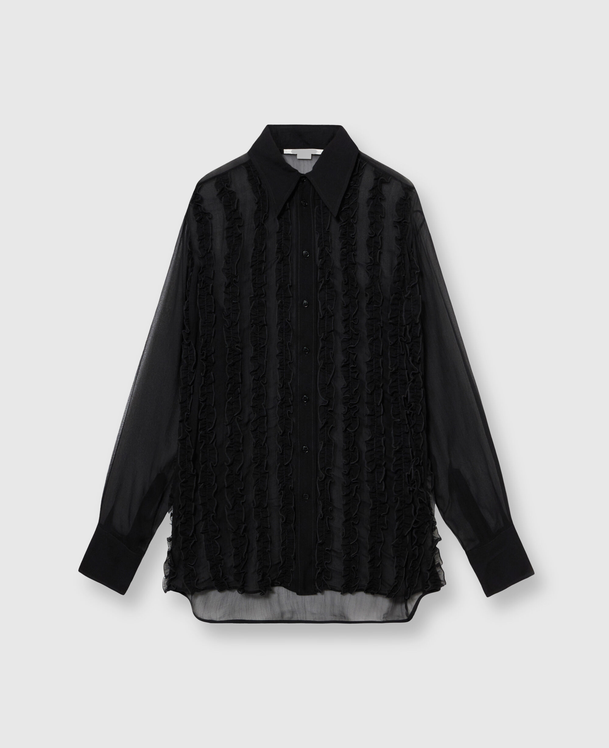 Women Black Sheer Ruffled Chiffon Shirt Stella McCartney IE