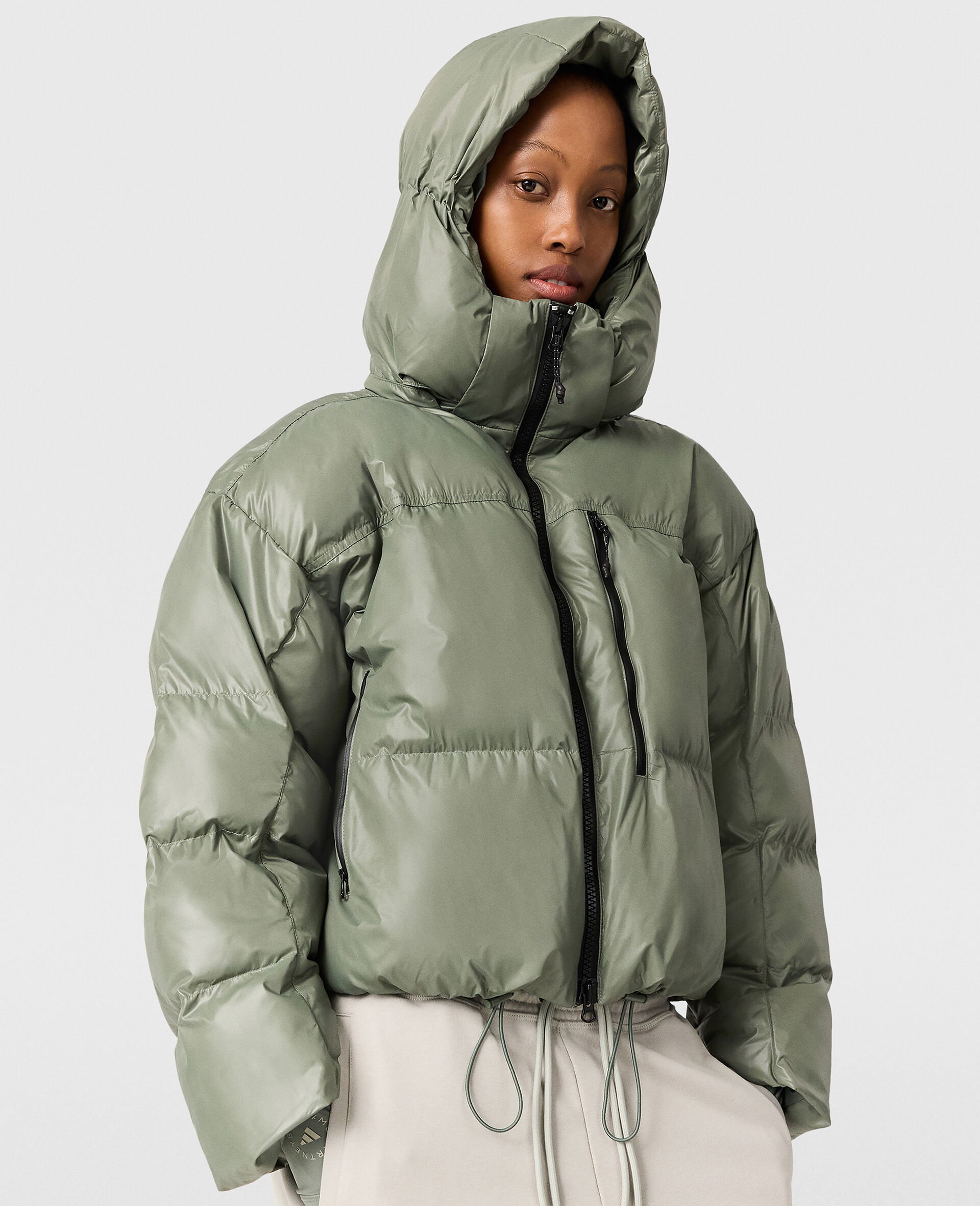 TrueNature Short Padded Hooded Jacket-Green-large image number 4
