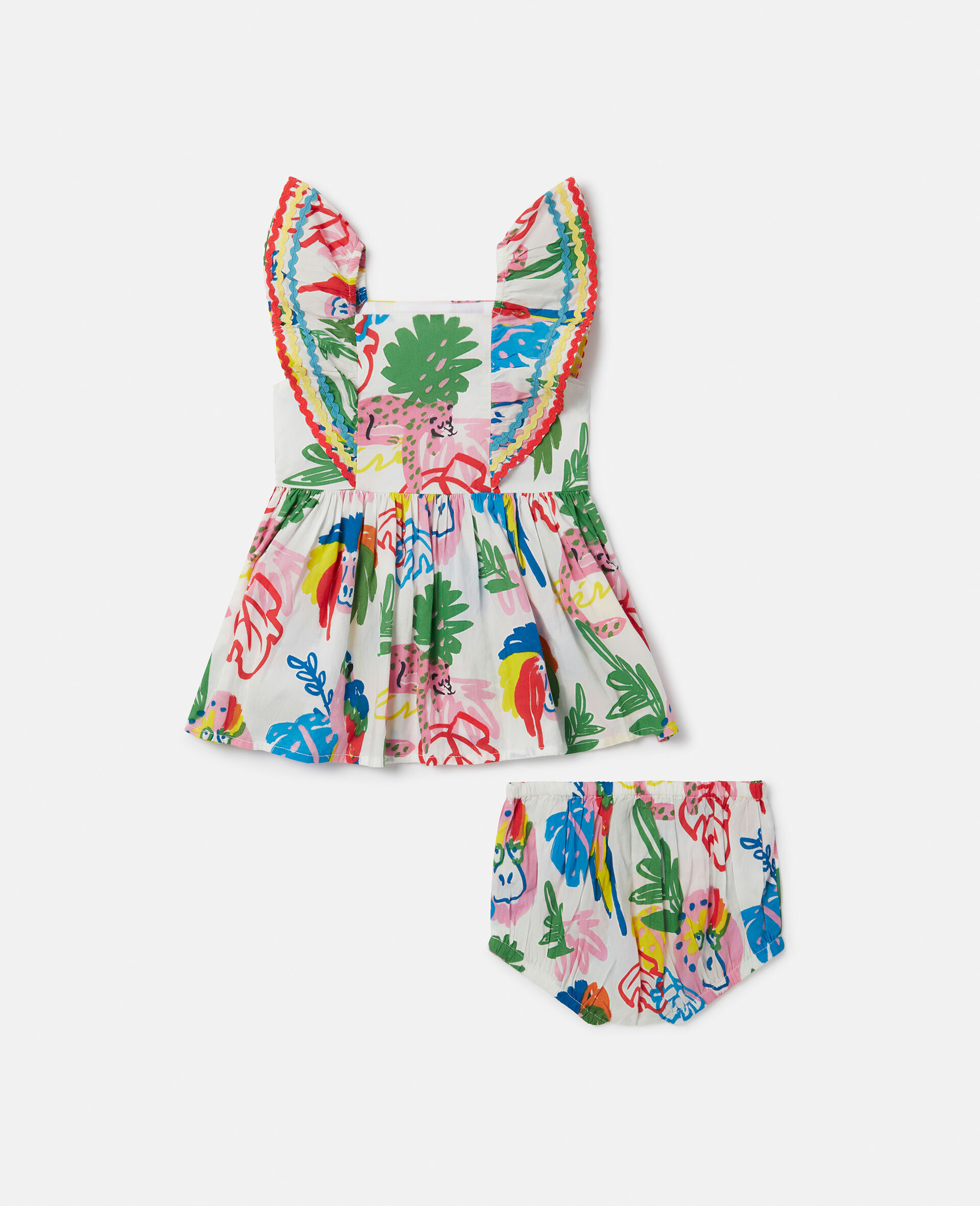 Jungle Print Dress and Bloomers Set-White-large image number 0